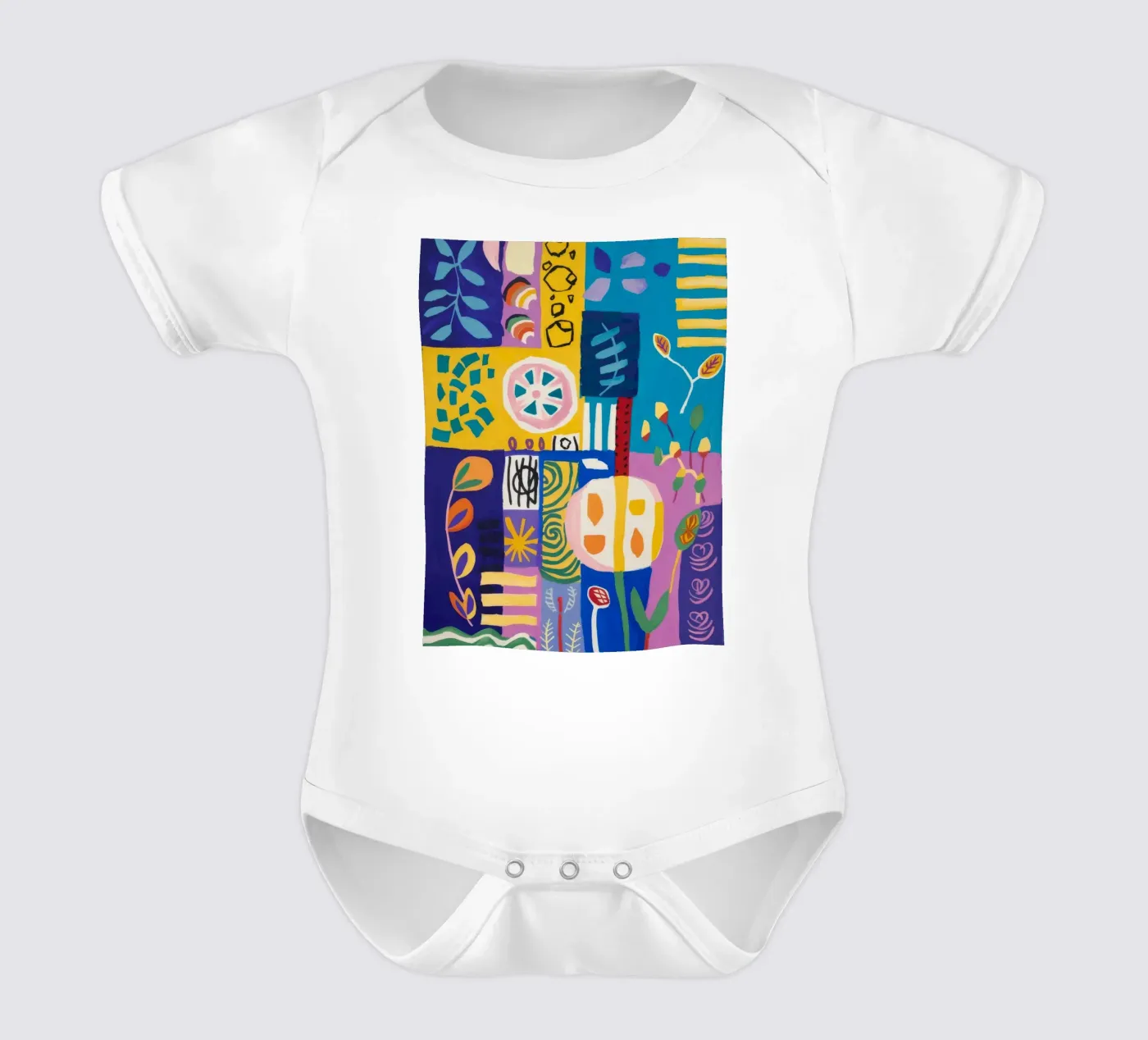 Trapunta Patchwork Bloom body neonato maniche corte da Zep Layers