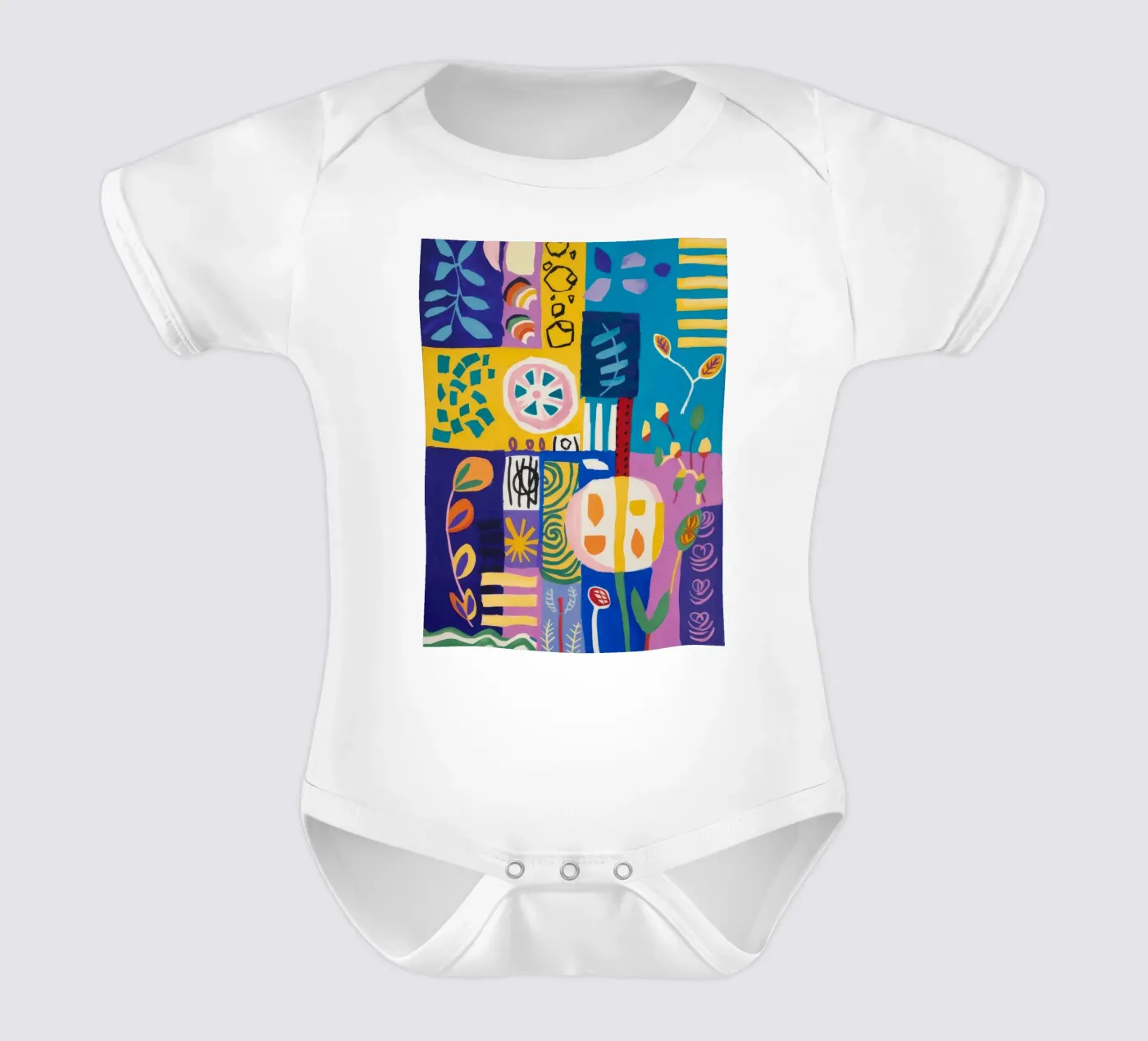 Trapunta Patchwork Bloom body neonato maniche corte da Zep Layers