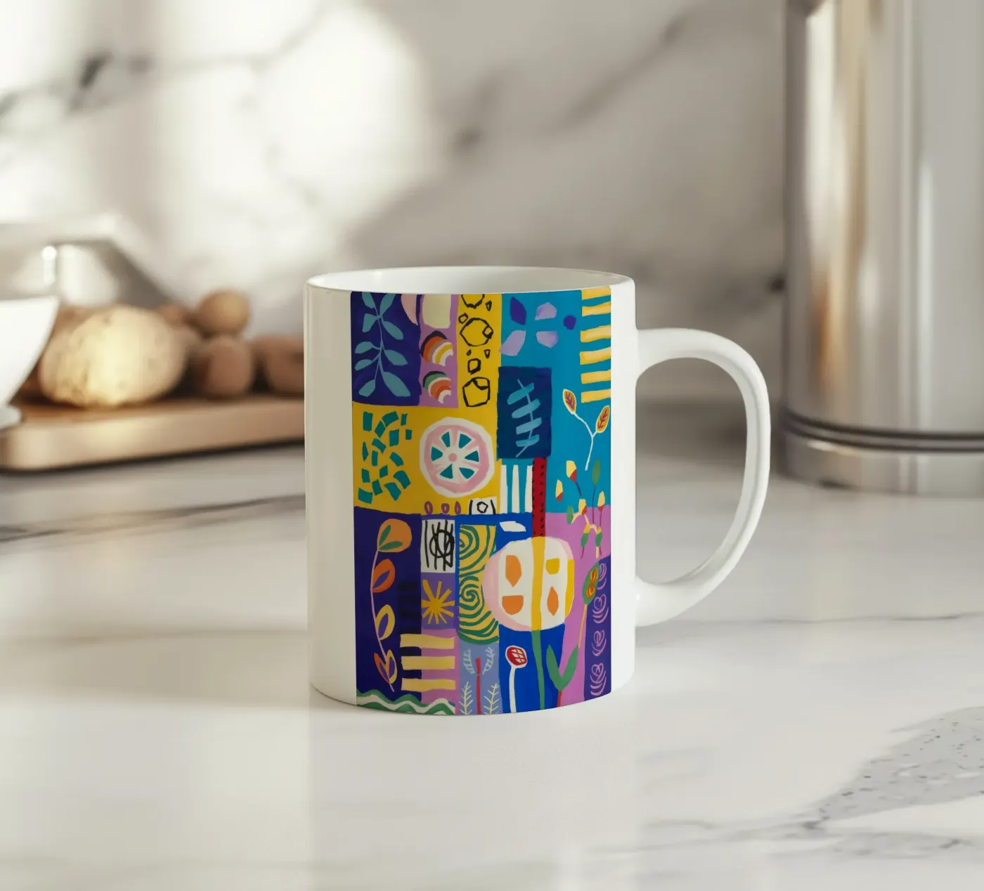 Patchwork Bloom Quilt ceramic mug by Zep Layers