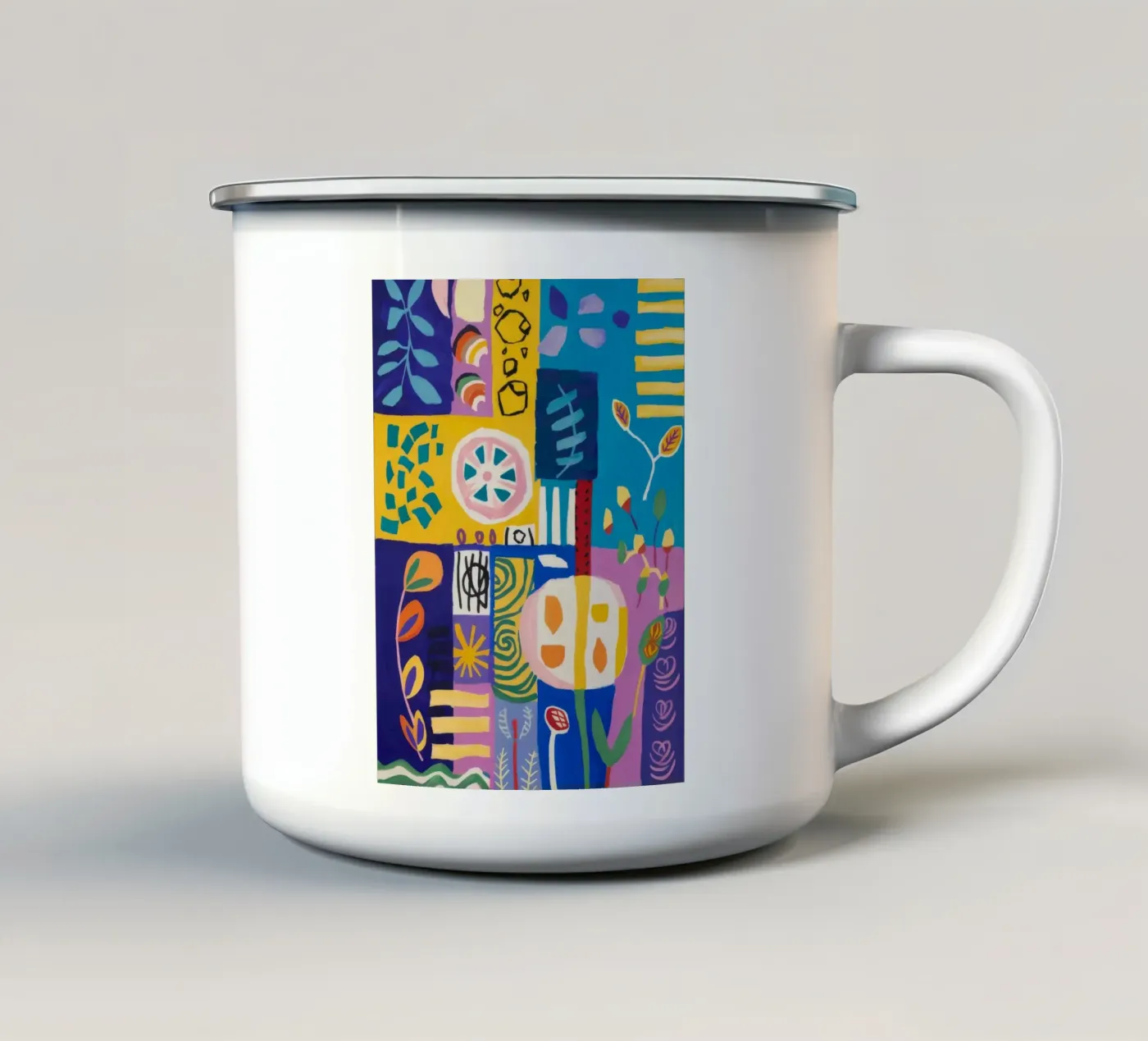 Patchwork Bloom Quilt enamel mug by Zep Layers