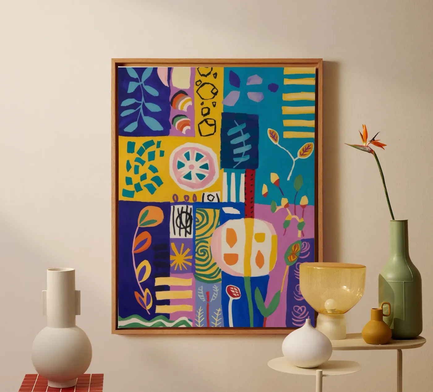 Patchwork-Blüten-Quilt Leinwand von Zep Layers