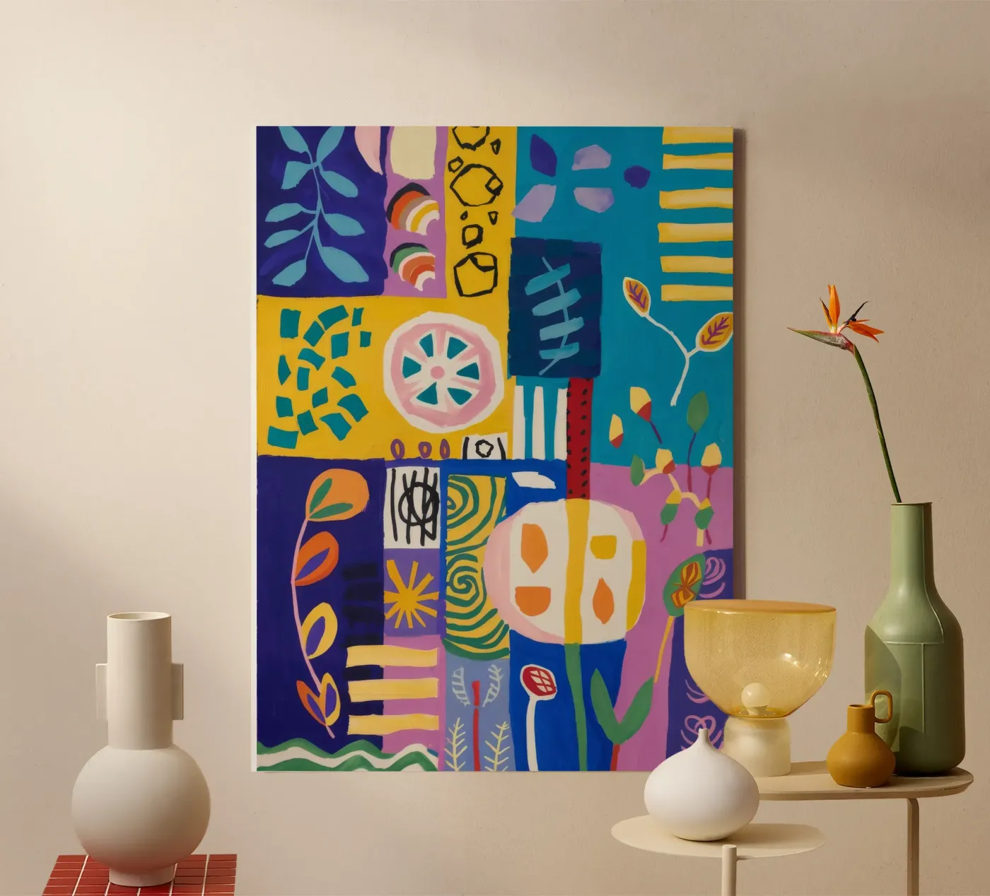 Patchwork-Blüten-Quilt Leinwand von Zep Layers