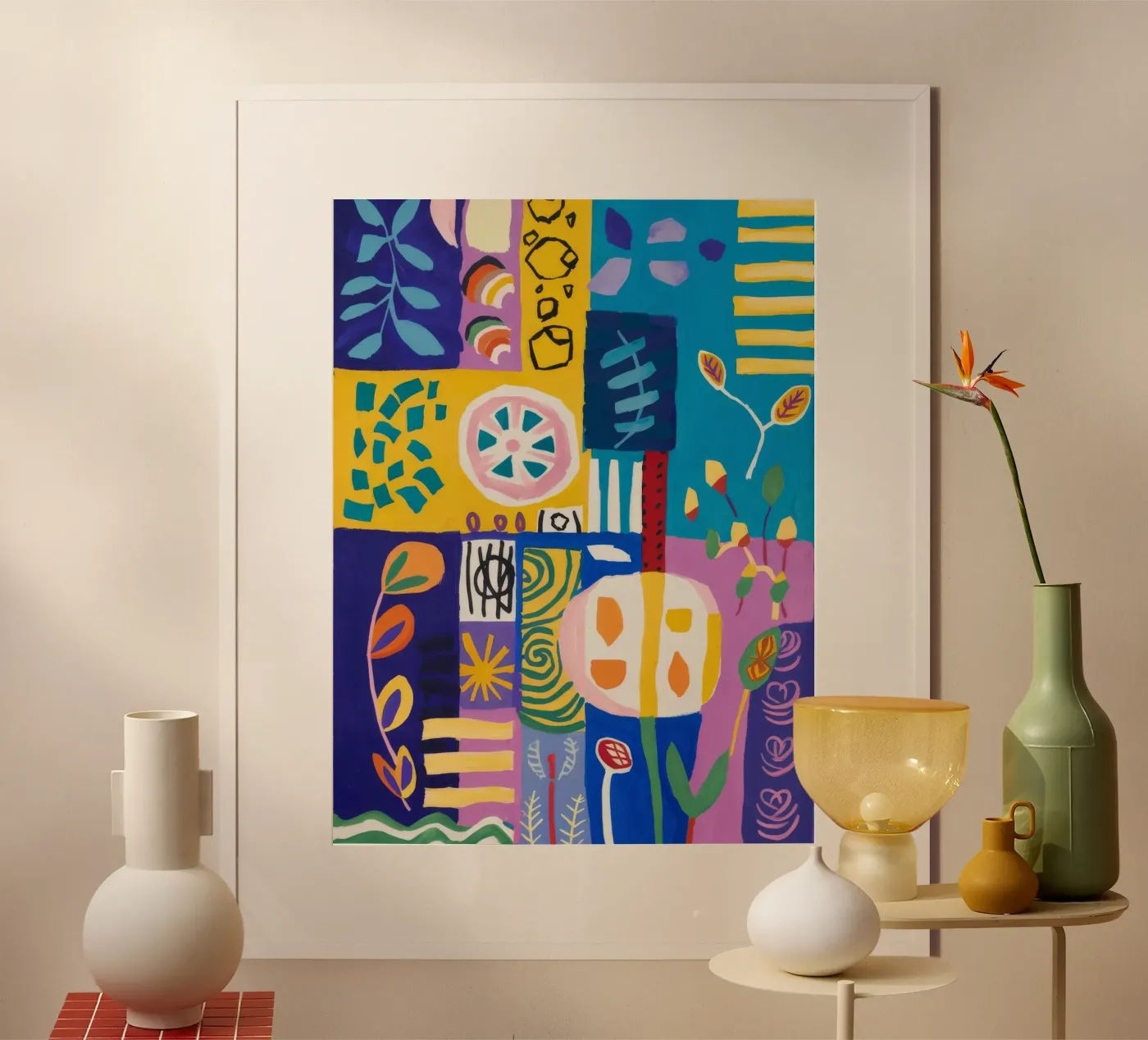 Patchwork Bloei Quilt poster van Zep Layers