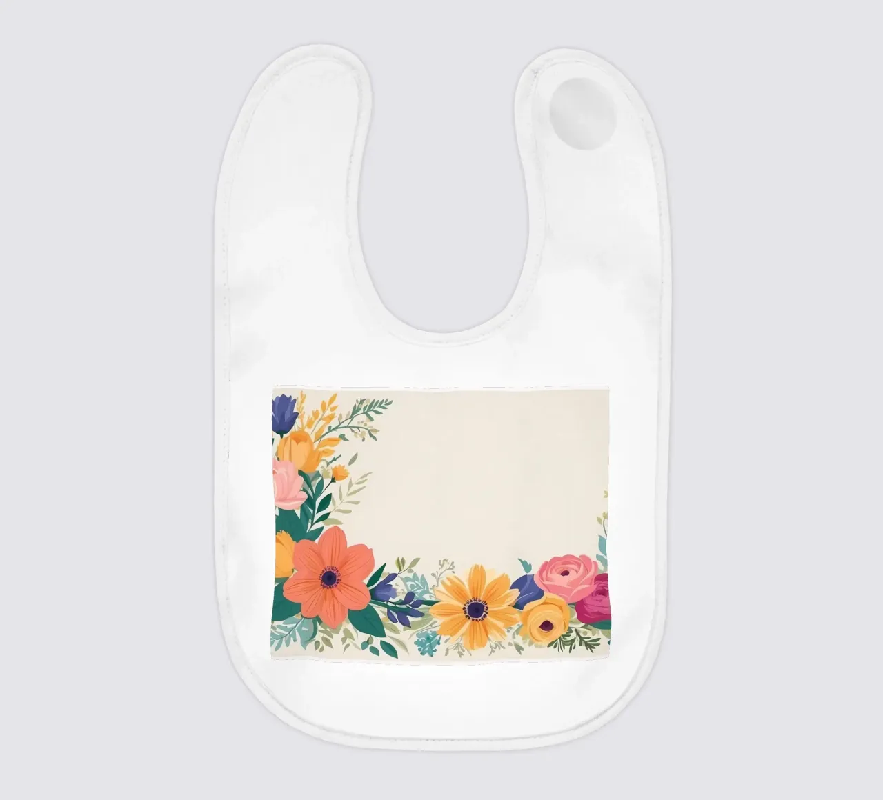 Composizione floreale con fiori vivaci in un vaso decorativo bavaglino da DesignDoodle