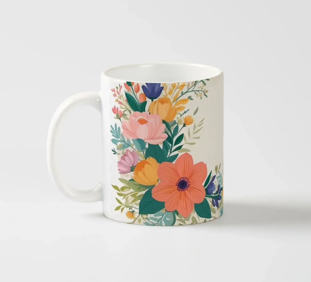 Composizione floreale con fiori vivaci in un vaso decorativo tazza in ceramica da DesignDoodle