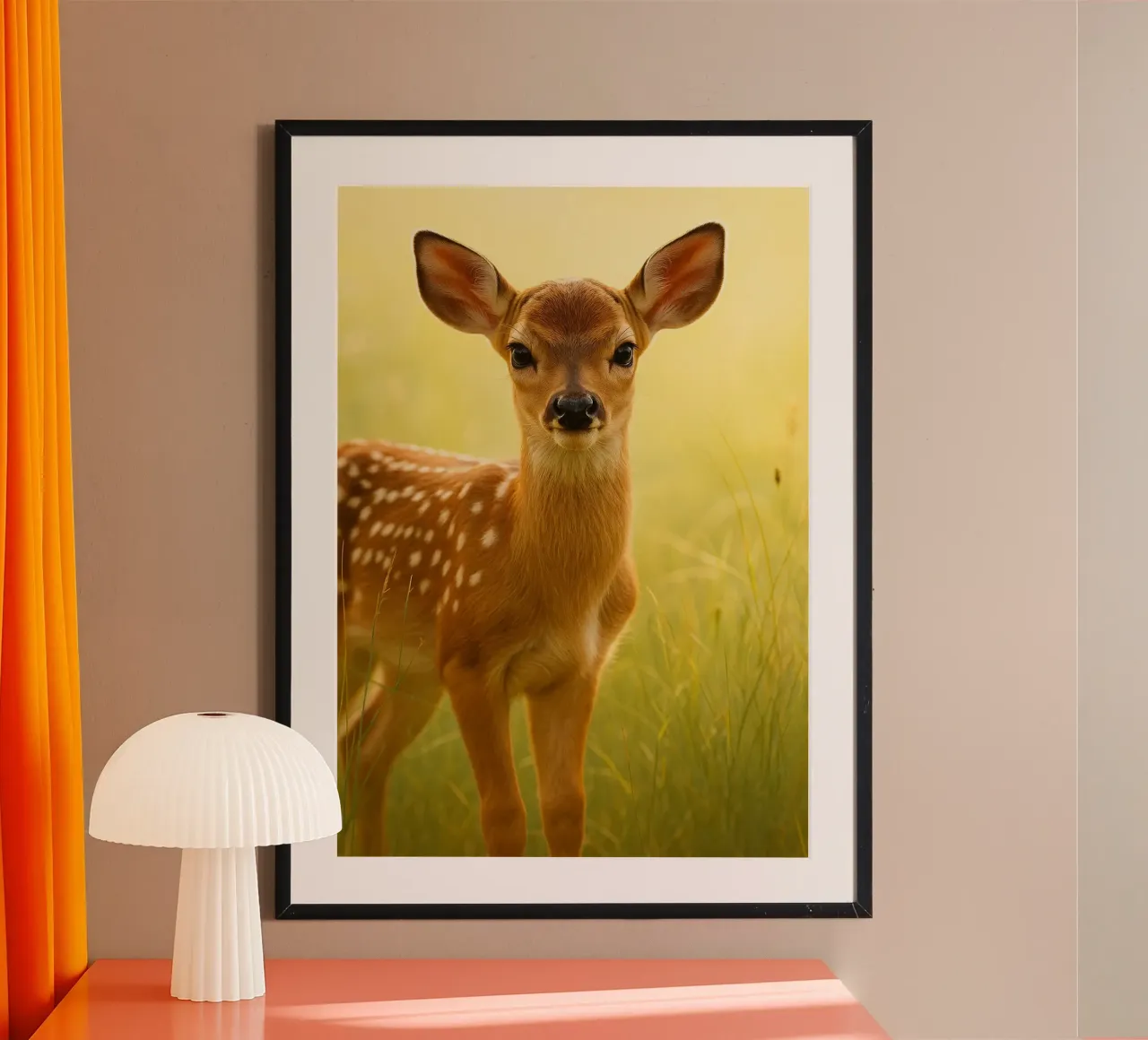 Faccia da cervo poster con telaio in legno da kukupuu