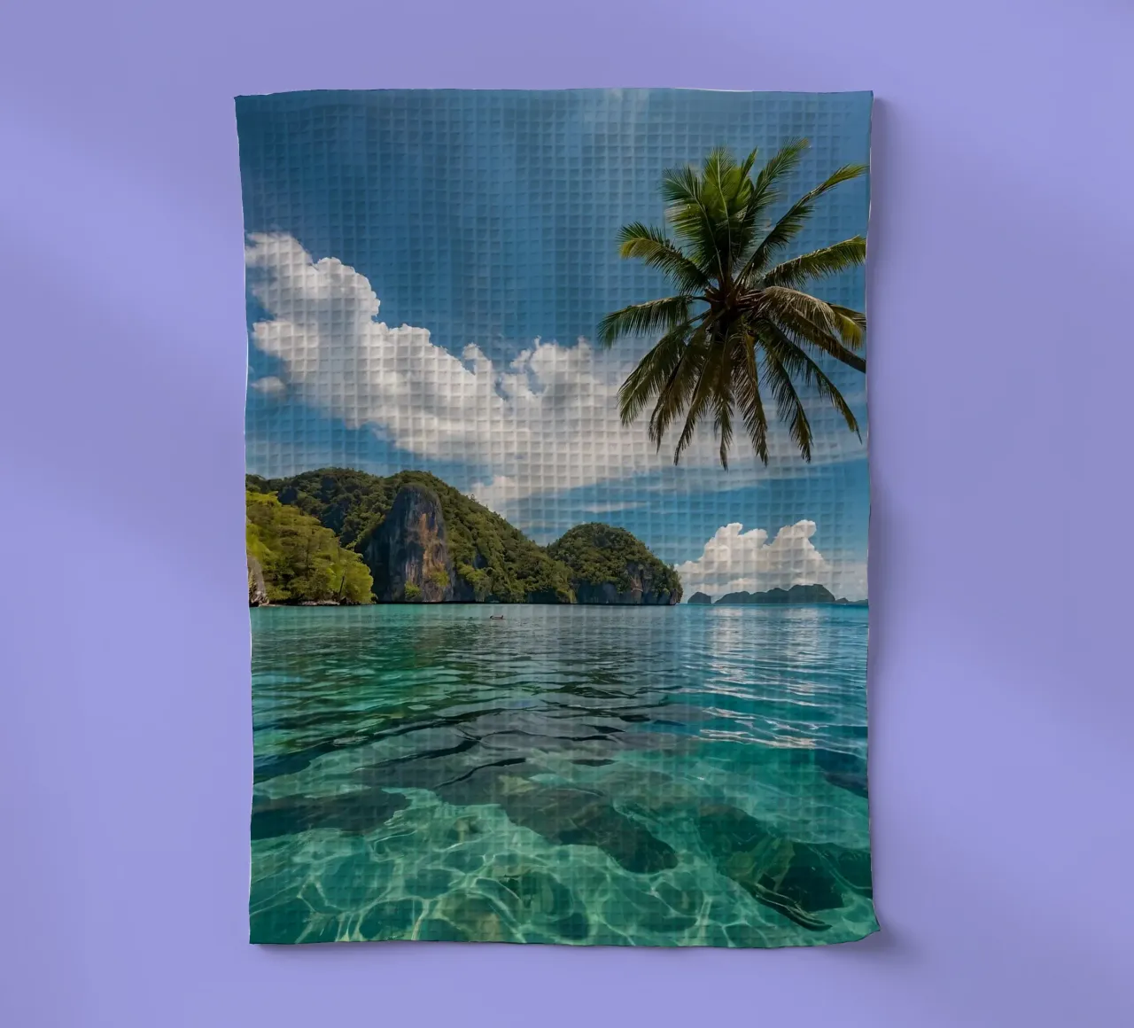 Paesaggio tropicale con acque azzurre e palme. canovaccio da cucina da DesignDoodle
