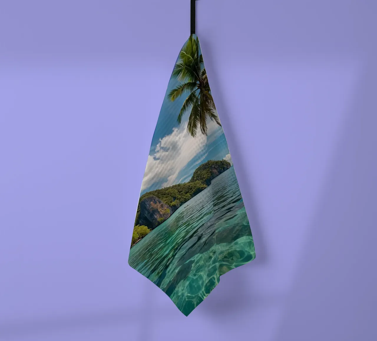 Paesaggio tropicale con acque azzurre e palme. canovaccio da cucina da DesignDoodle