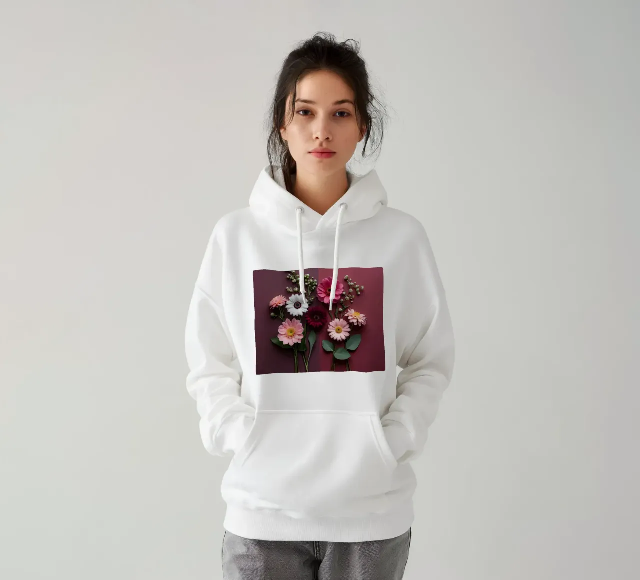 Composizione colorata di fiori freschi felpa con cappuccio da DesignDoodle