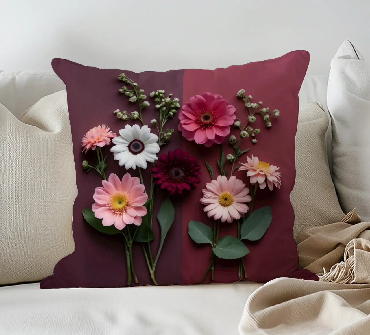 Composizione colorata di fiori freschi cuscino da DesignDoodle