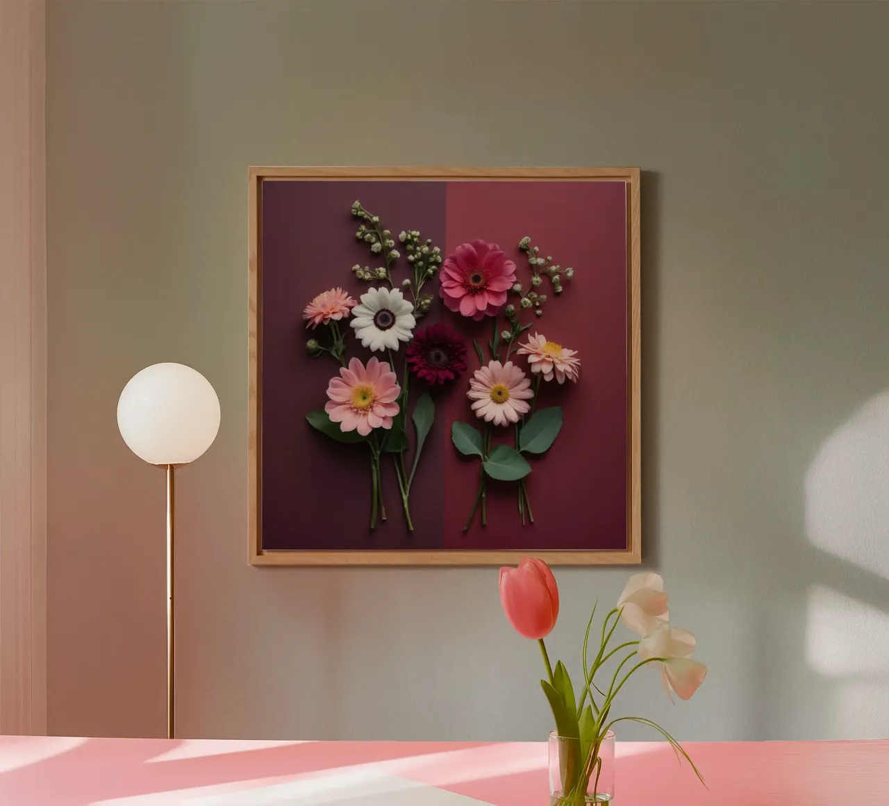 Composizione colorata di fiori freschi alluminio dibond da DesignDoodle