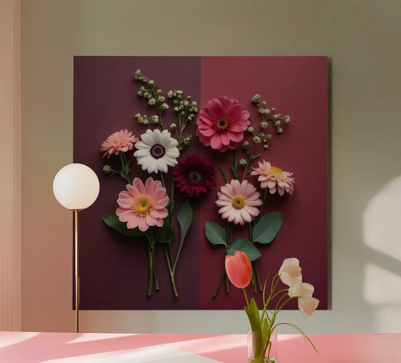 Composizione colorata di fiori freschi alluminio dibond da DesignDoodle