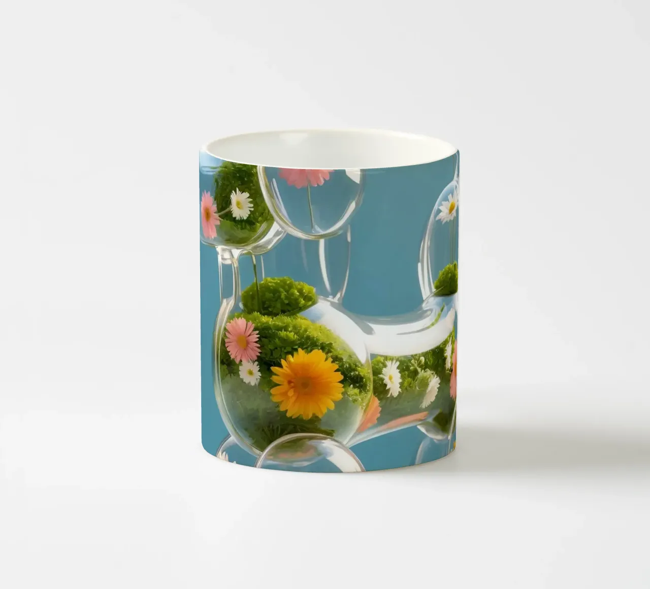 Scultura colorata di cane in vetro riempita di fiori tazza in ceramica da DesignDoodle