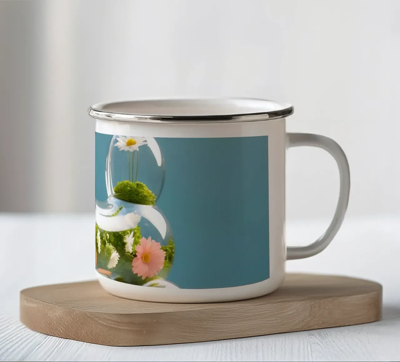 Scultura colorata di cane in vetro riempita di fiori tazza in smalto da DesignDoodle