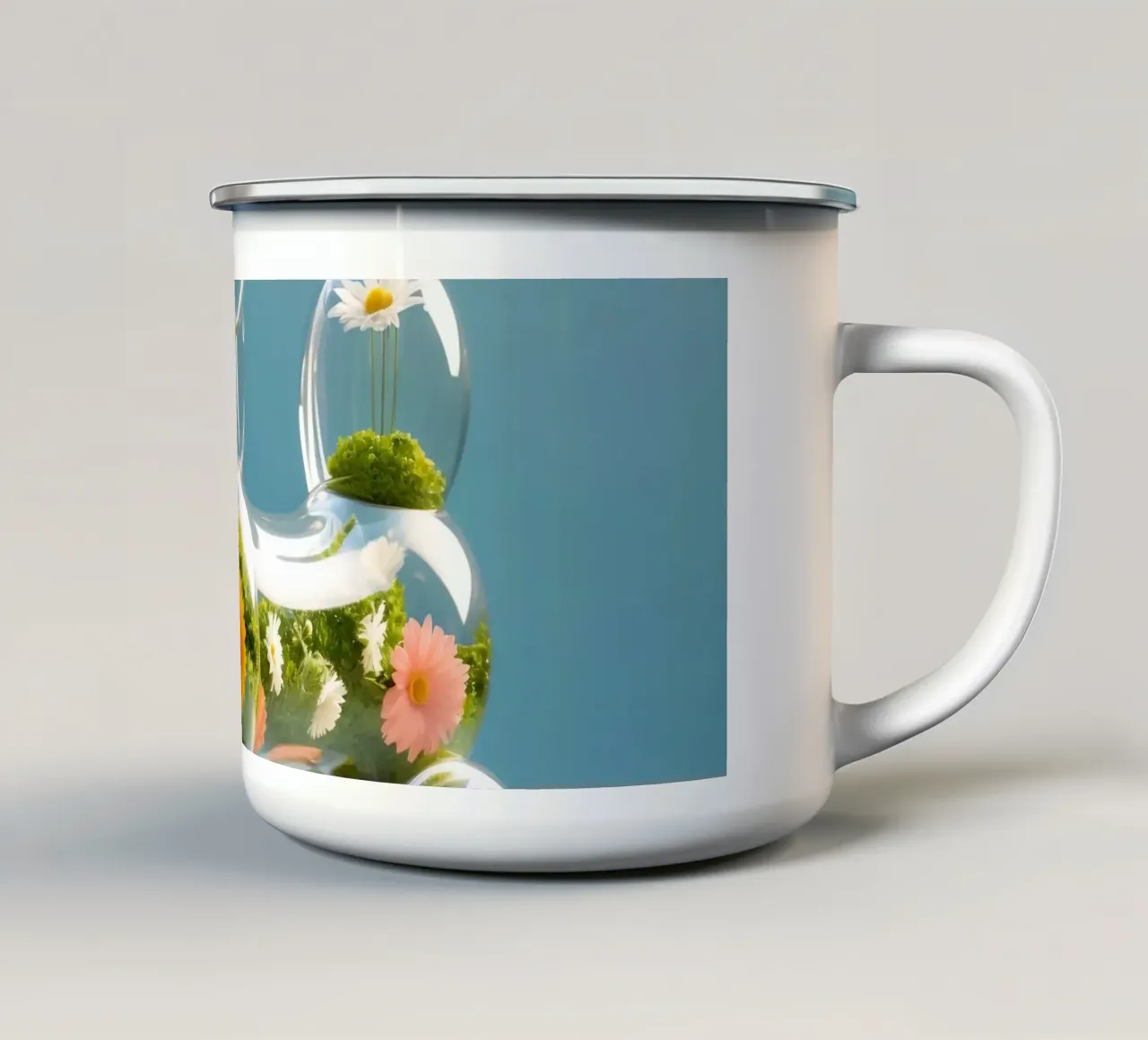 Scultura colorata di cane in vetro riempita di fiori tazza in smalto da DesignDoodle