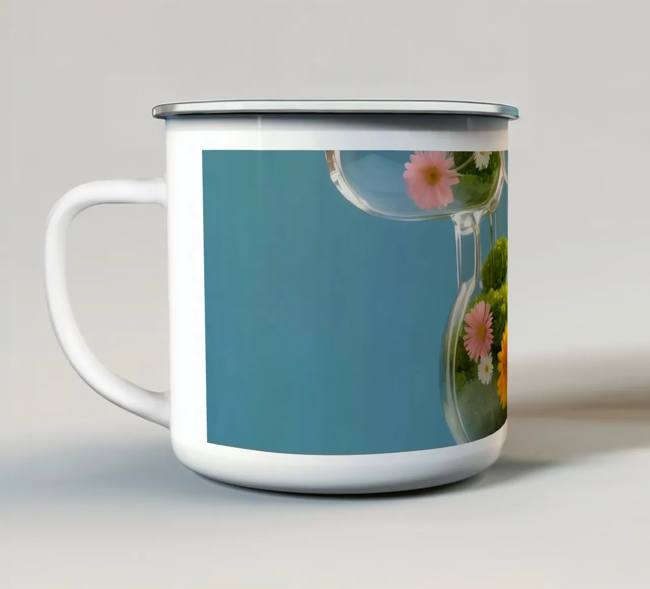 Scultura colorata di cane in vetro riempita di fiori tazza in smalto da DesignDoodle