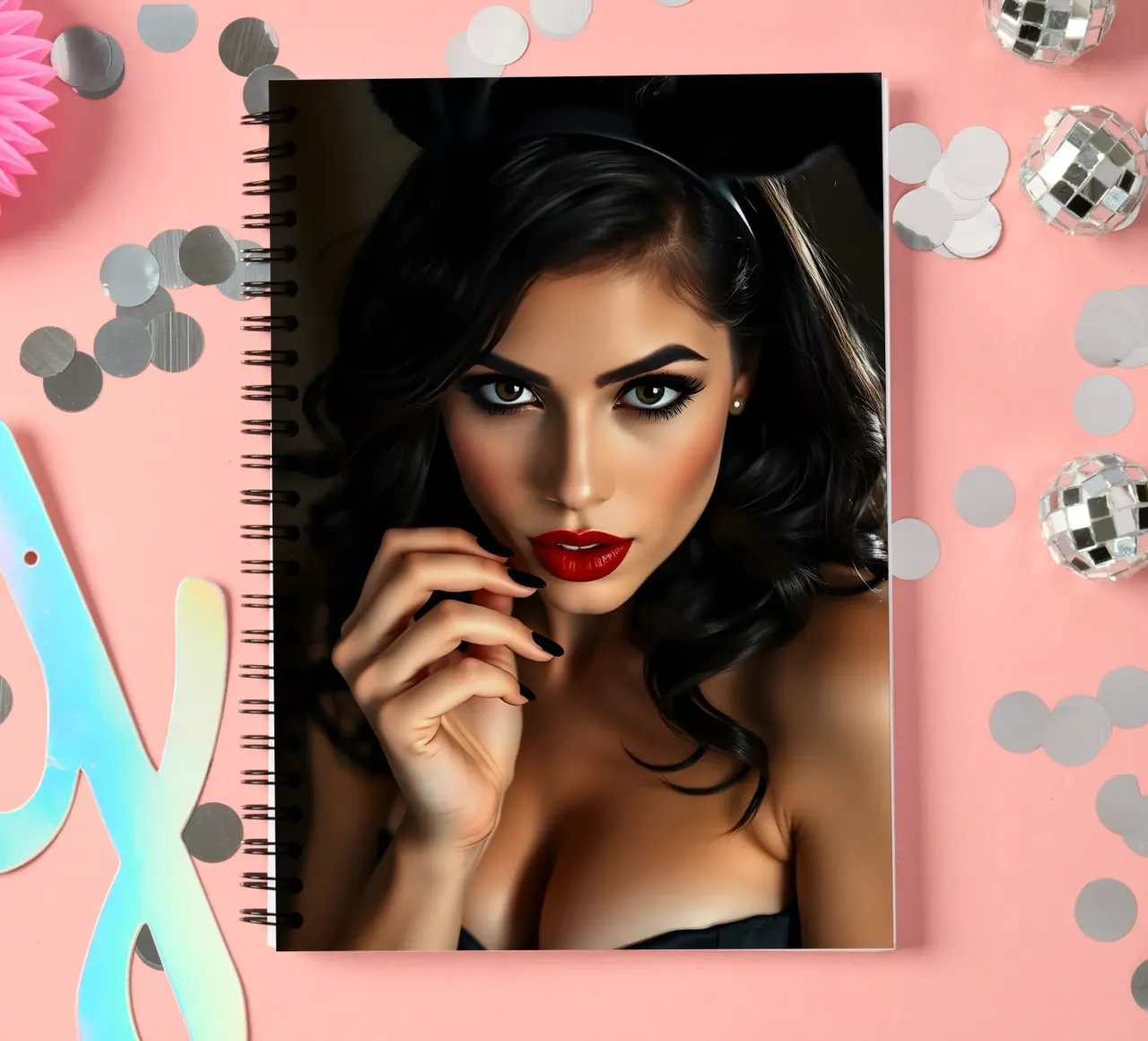 Pinup in Satin spiral notebook by Anita's Dream