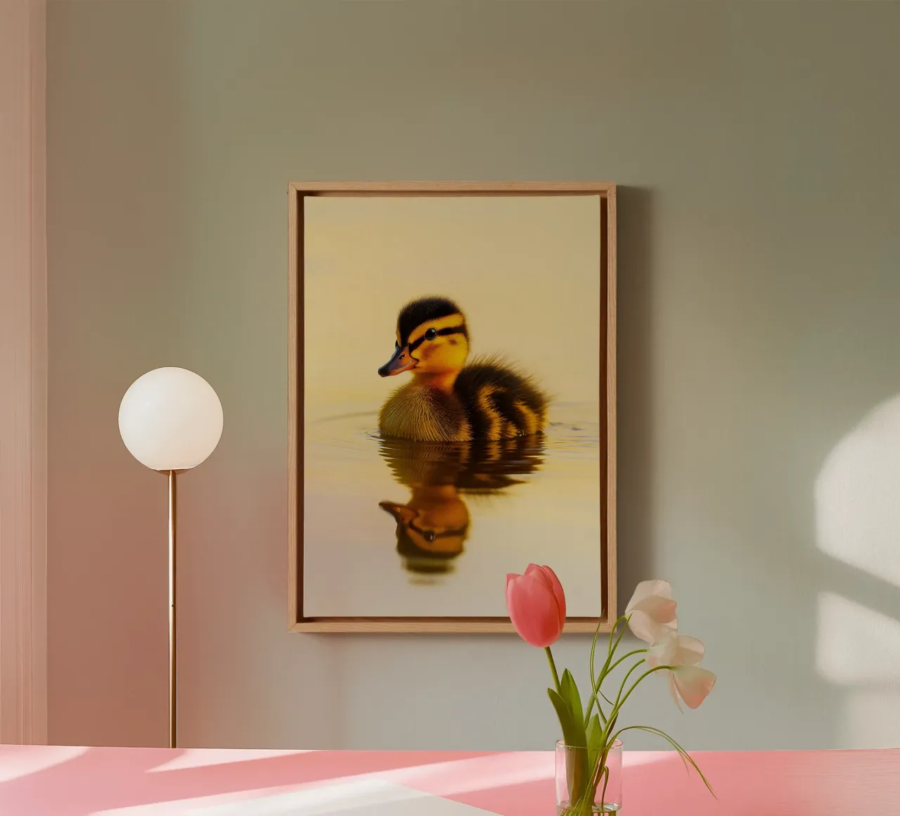 Eend zwemt in het meer canvas met Baklijst van kukupuu