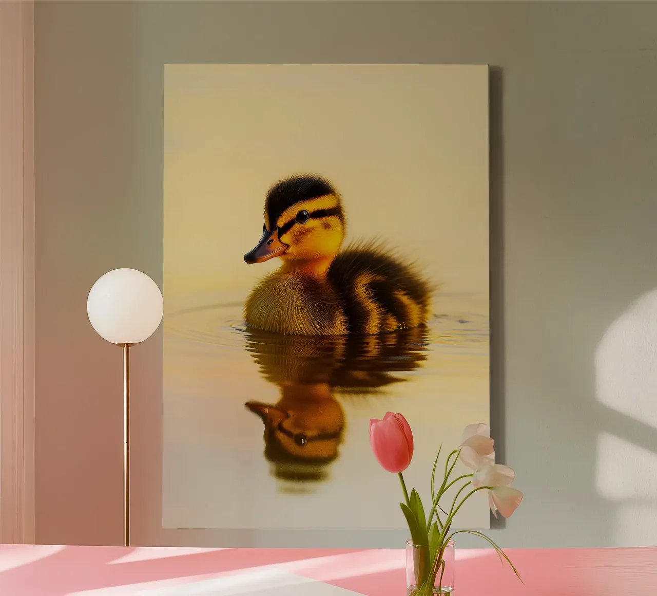Eend zwemt in het meer canvas met Baklijst van kukupuu