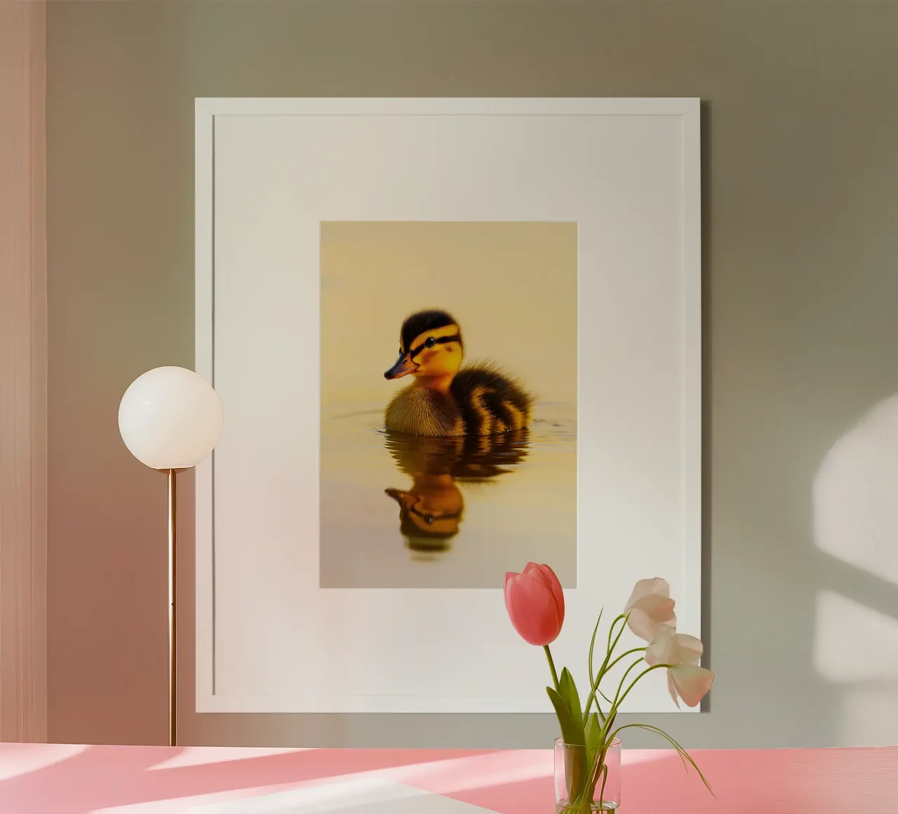 Eend zwemt in het meer poster met kunststof frame van kukupuu