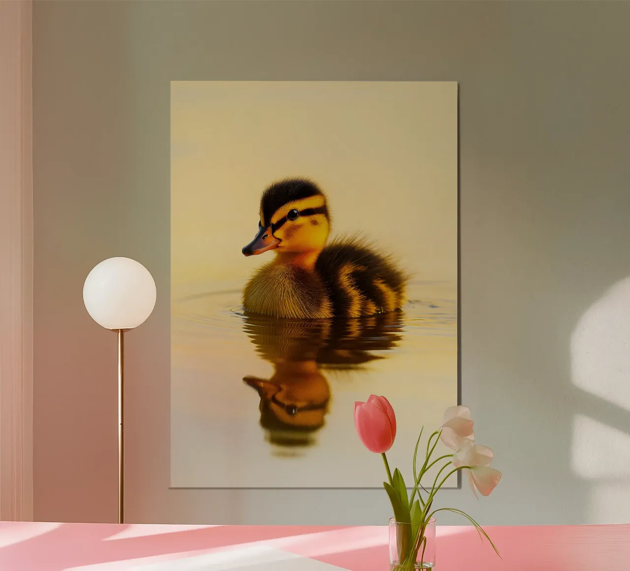 Eend zwemt in het meer poster met kunststof frame van kukupuu