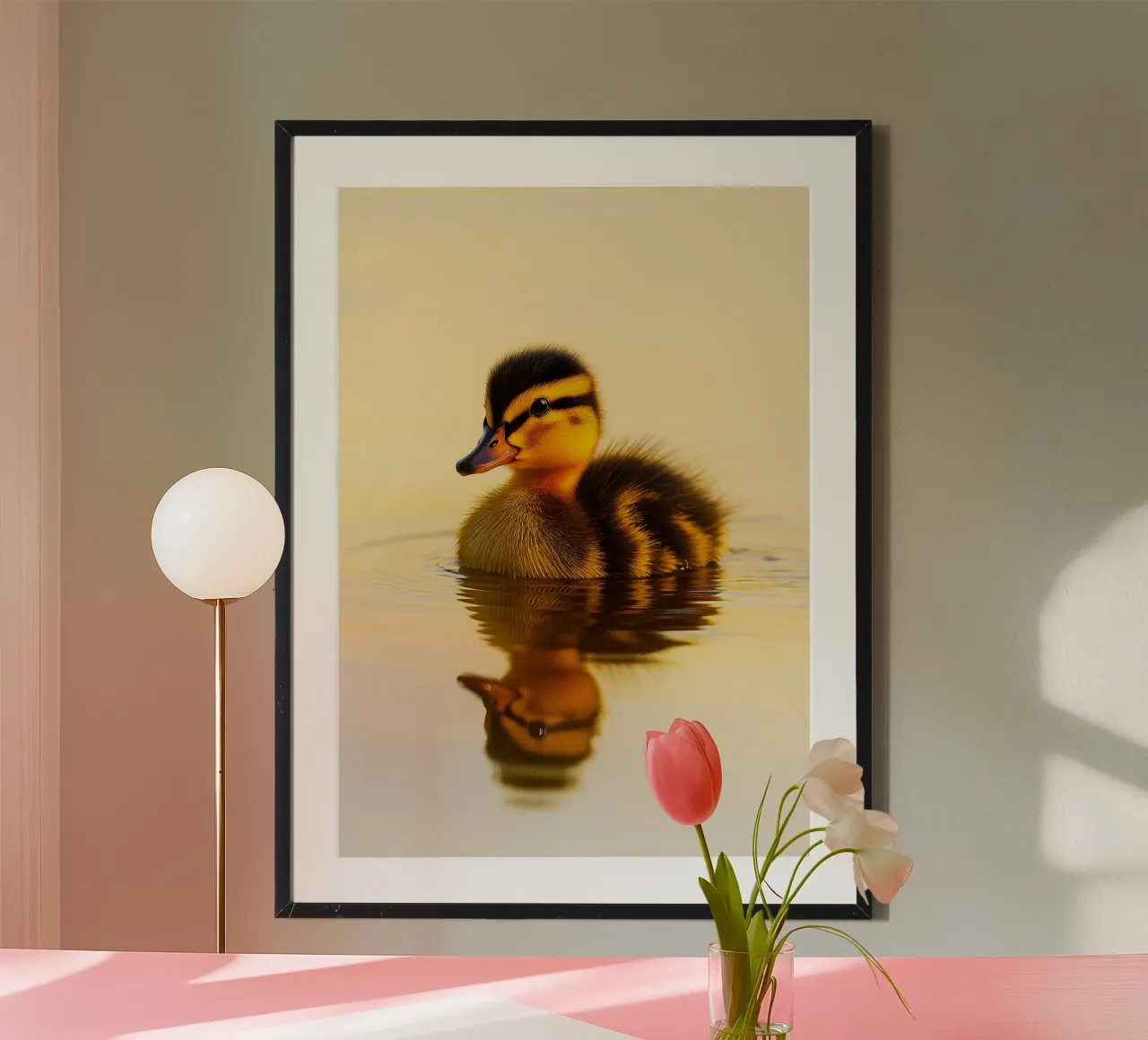 Eend zwemt in het meer poster met kunststof frame van kukupuu