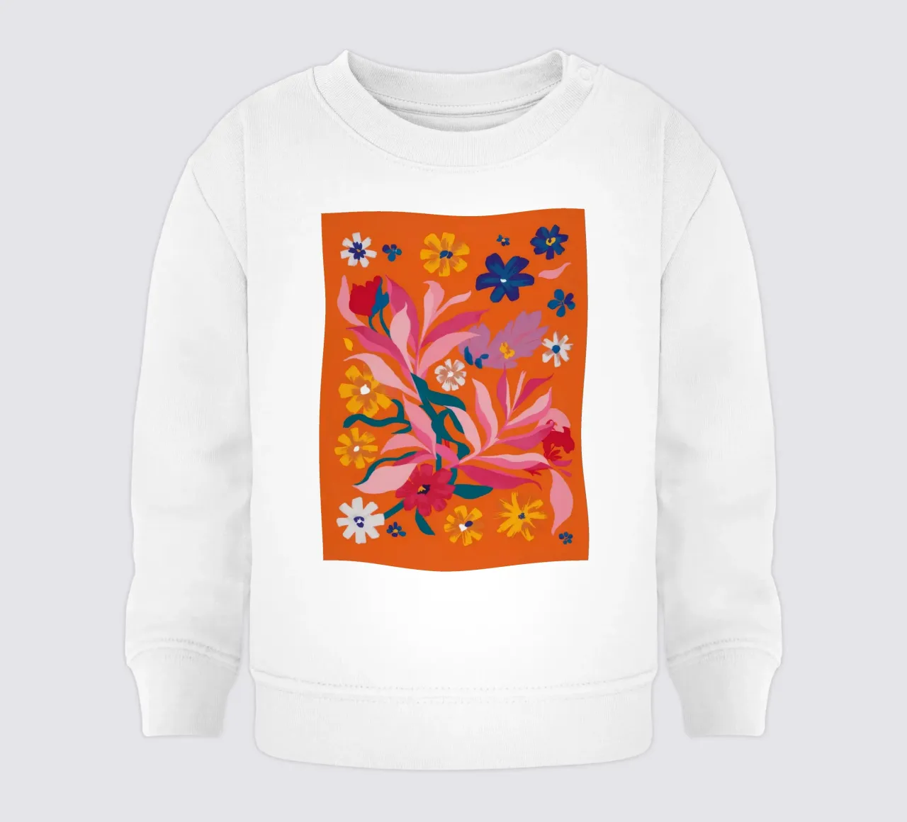 Bold Coral Bloom baby sweatshirt by Arcane Shade