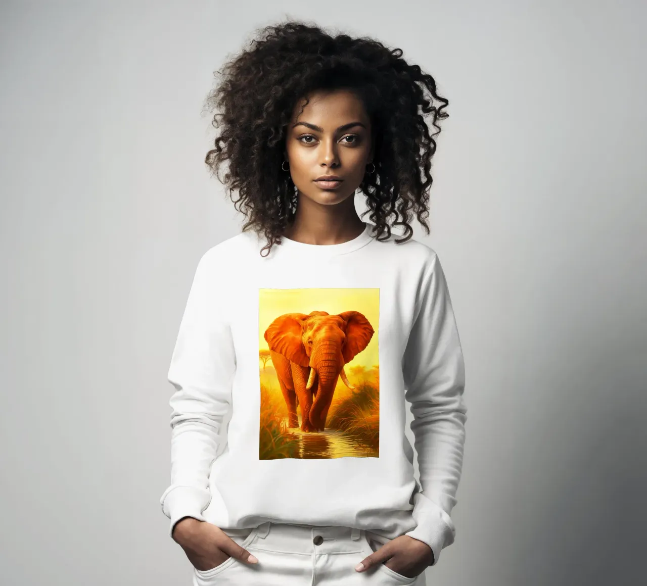 Elefante attraversa un piccolo fiume felpa da kukupuu