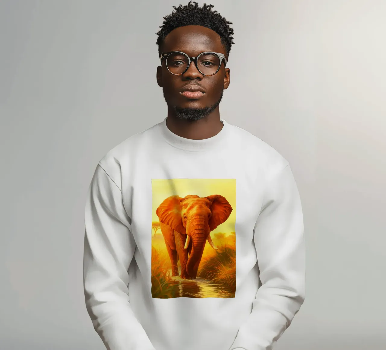 Elefante attraversa un piccolo fiume felpa da kukupuu