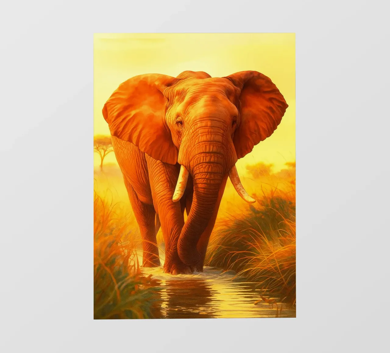 Elefante attraversa un piccolo fiume telo in pvc da kukupuu