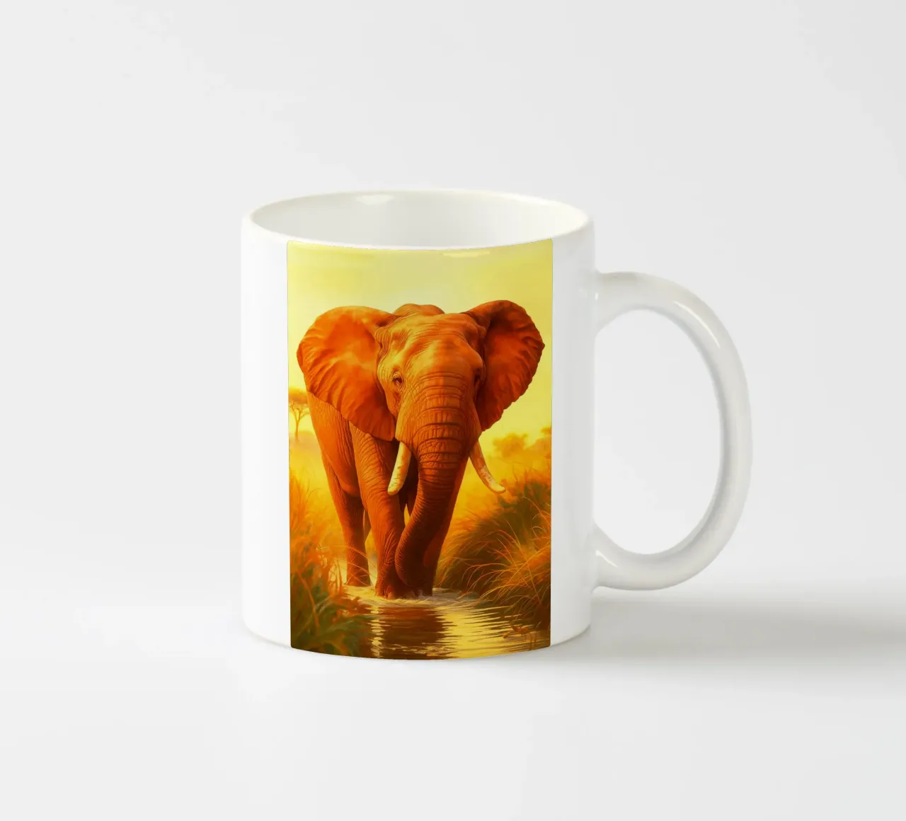 Elefante attraversa un piccolo fiume tazza in ceramica da kukupuu
