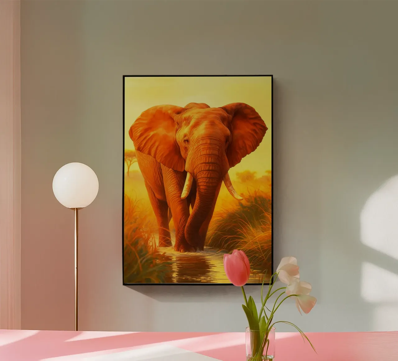 Elefante attraversa un piccolo fiume plexiglass da kukupuu