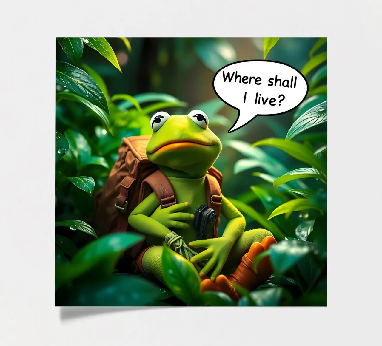 Kermit chiede: "Dove devo vivere?" foglio adesivo da Anita's Dream