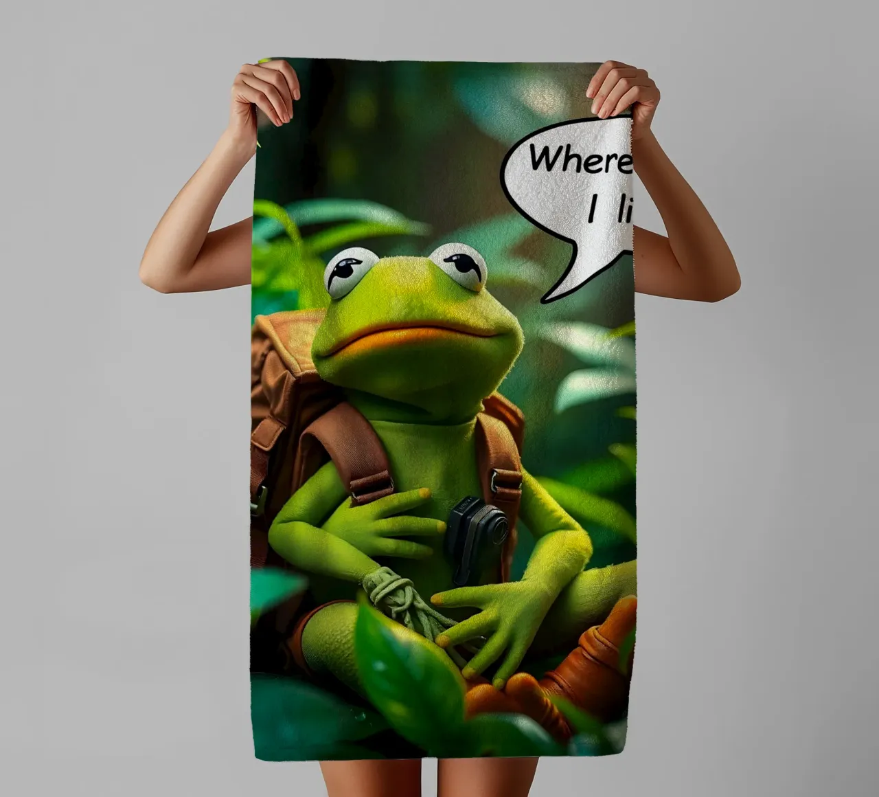 Kermit chiede: "Dove devo vivere?" asciugamano da bagno da Anita's Dream
