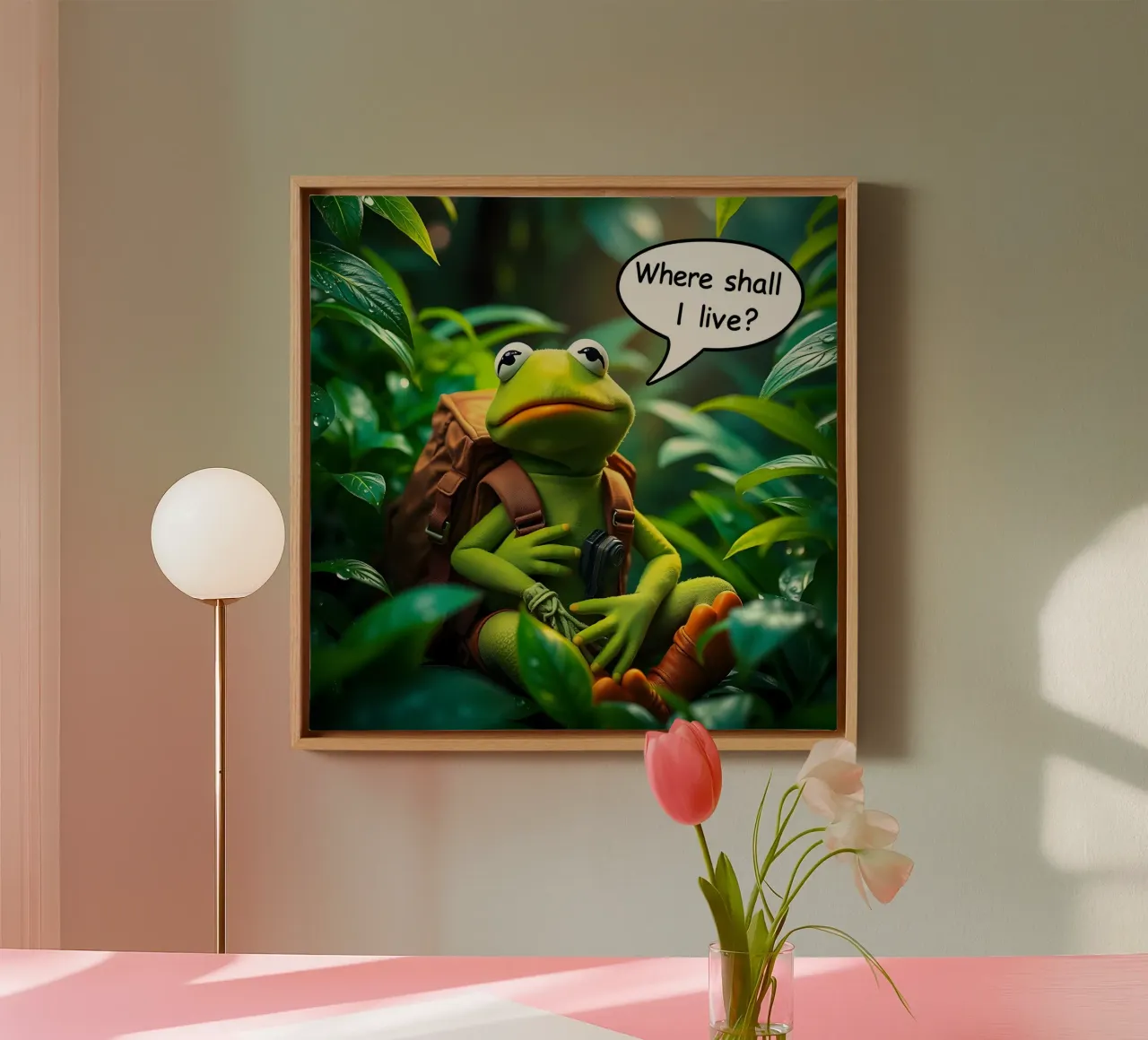 Kermit fragt: "Wo soll ich wohnen?" Leinwand von Anita's Dream