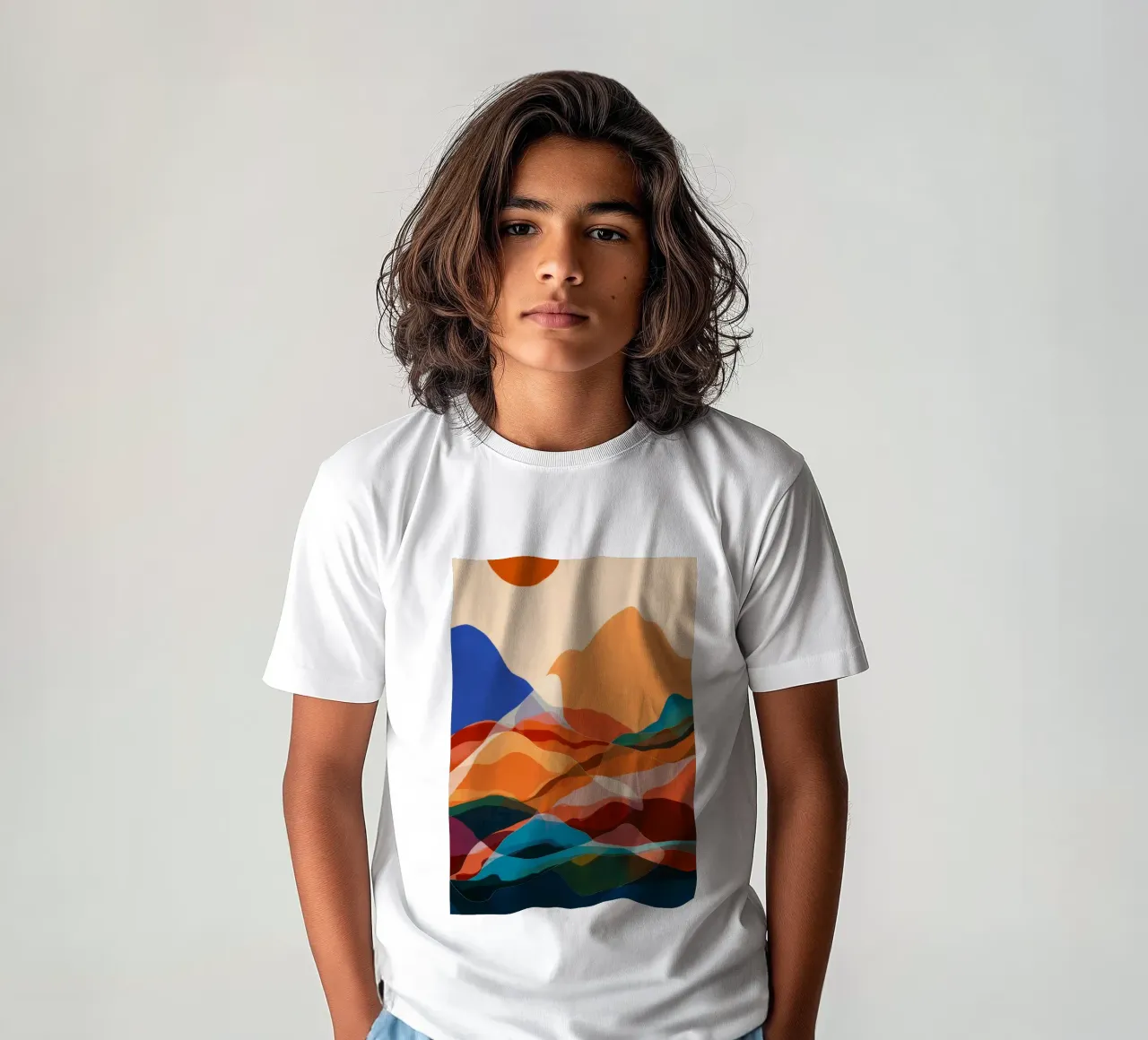 Mountain Echo Sunset kids t-shirt by Arcane Shade