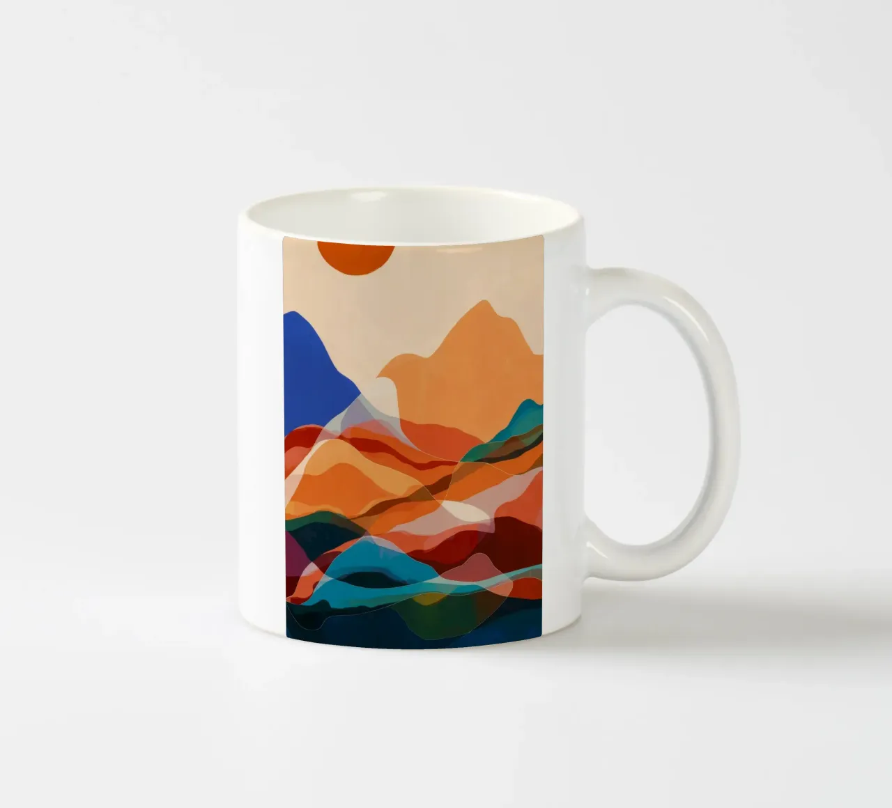 Mountain Echo Sunset ceramic mug by Arcane Shade