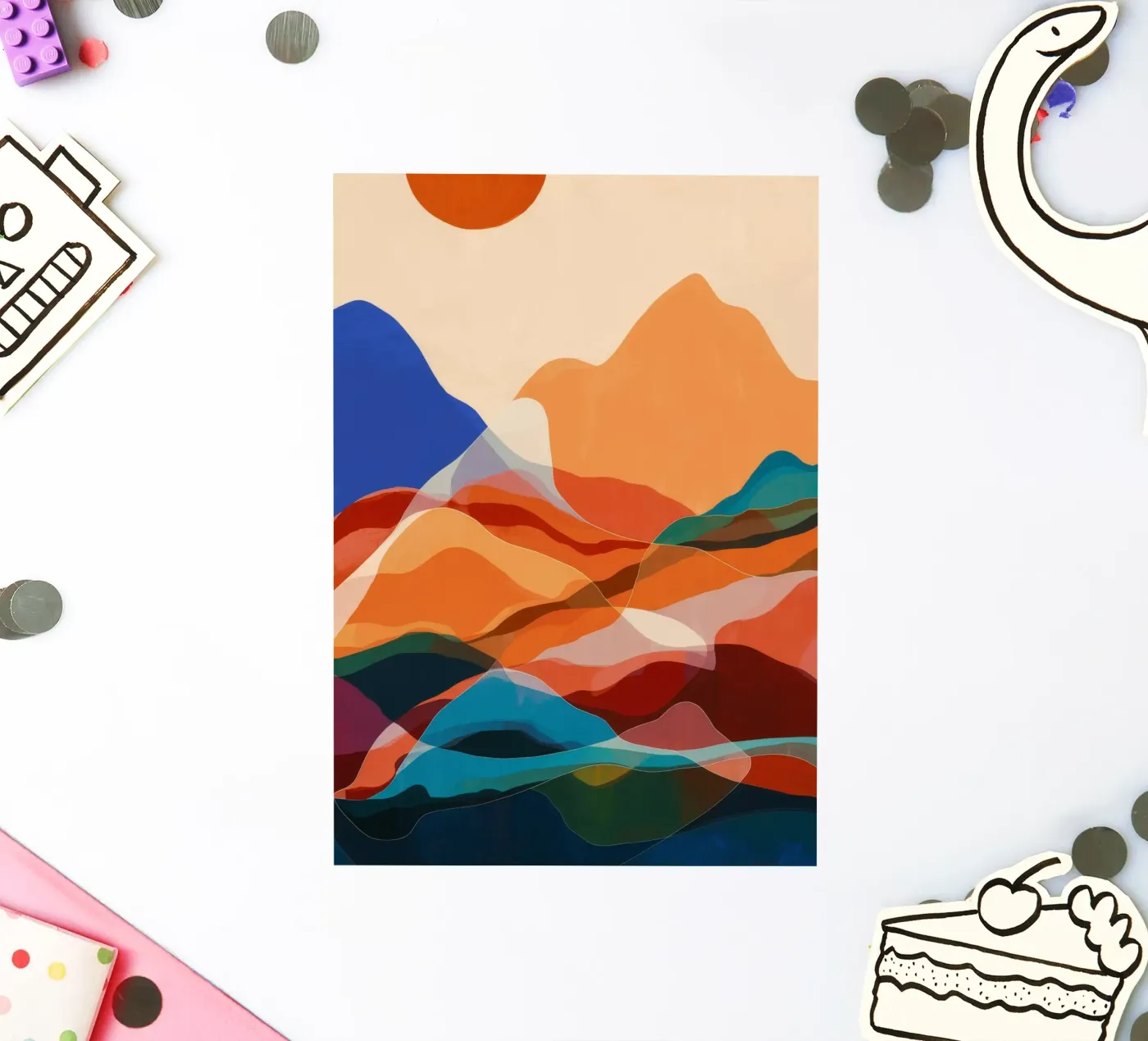 Berg Echo Sonnenuntergang Sticker von Arcane Shade