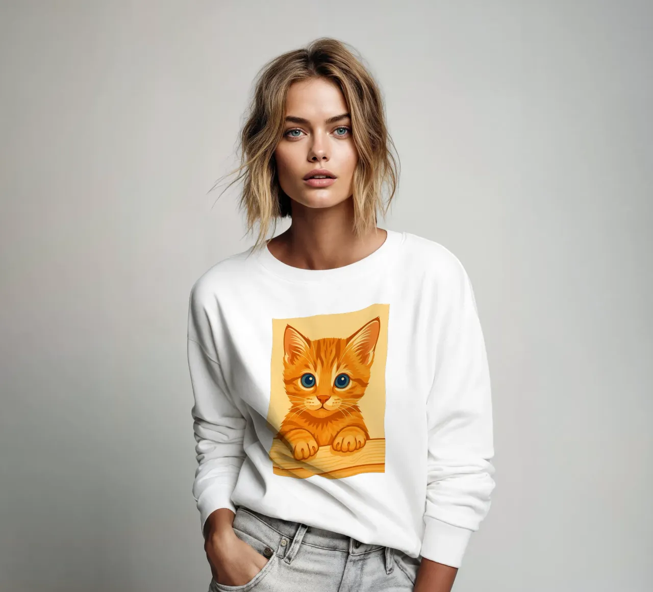 Funny Kitten Face sweatshirt van kukupuu
