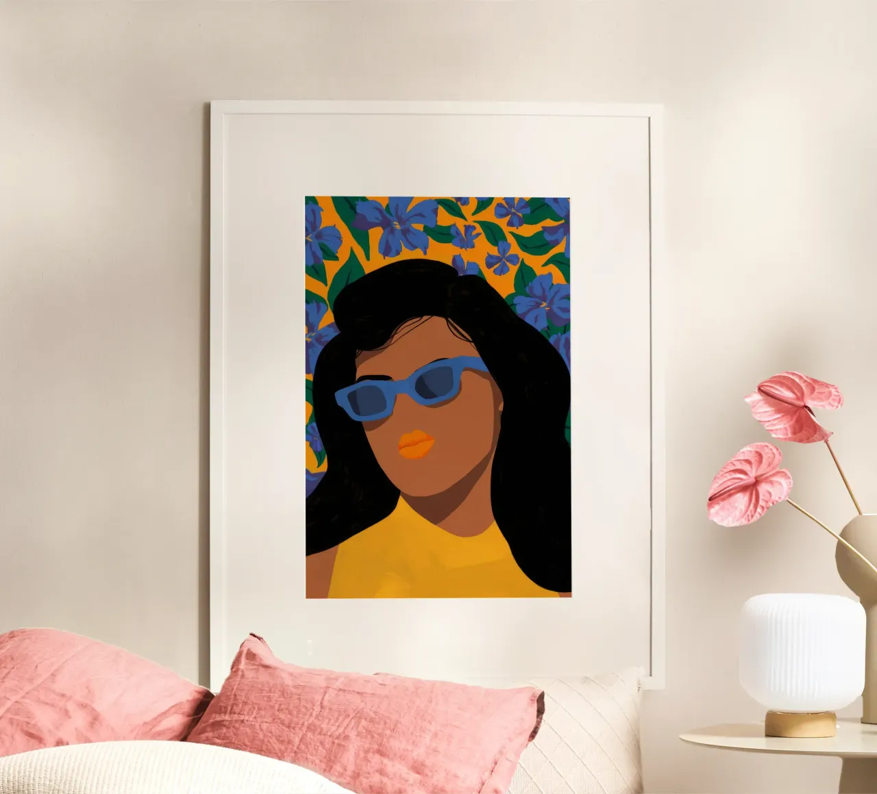 Fioritura di tonalità fredde poster con telaio in alluminio da Arcane Shade