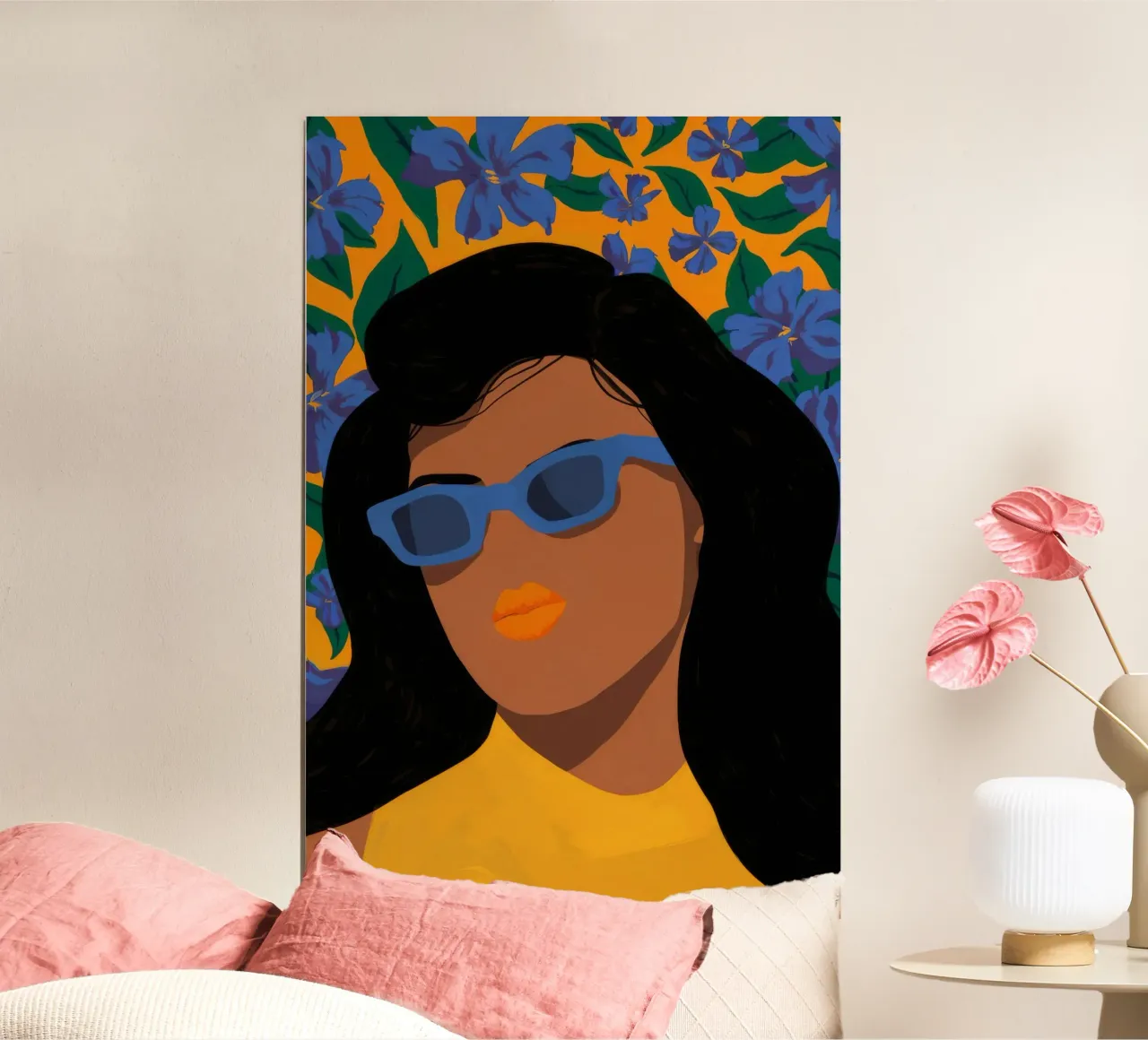 Fioritura di tonalità fredde poster con telaio in alluminio da Arcane Shade
