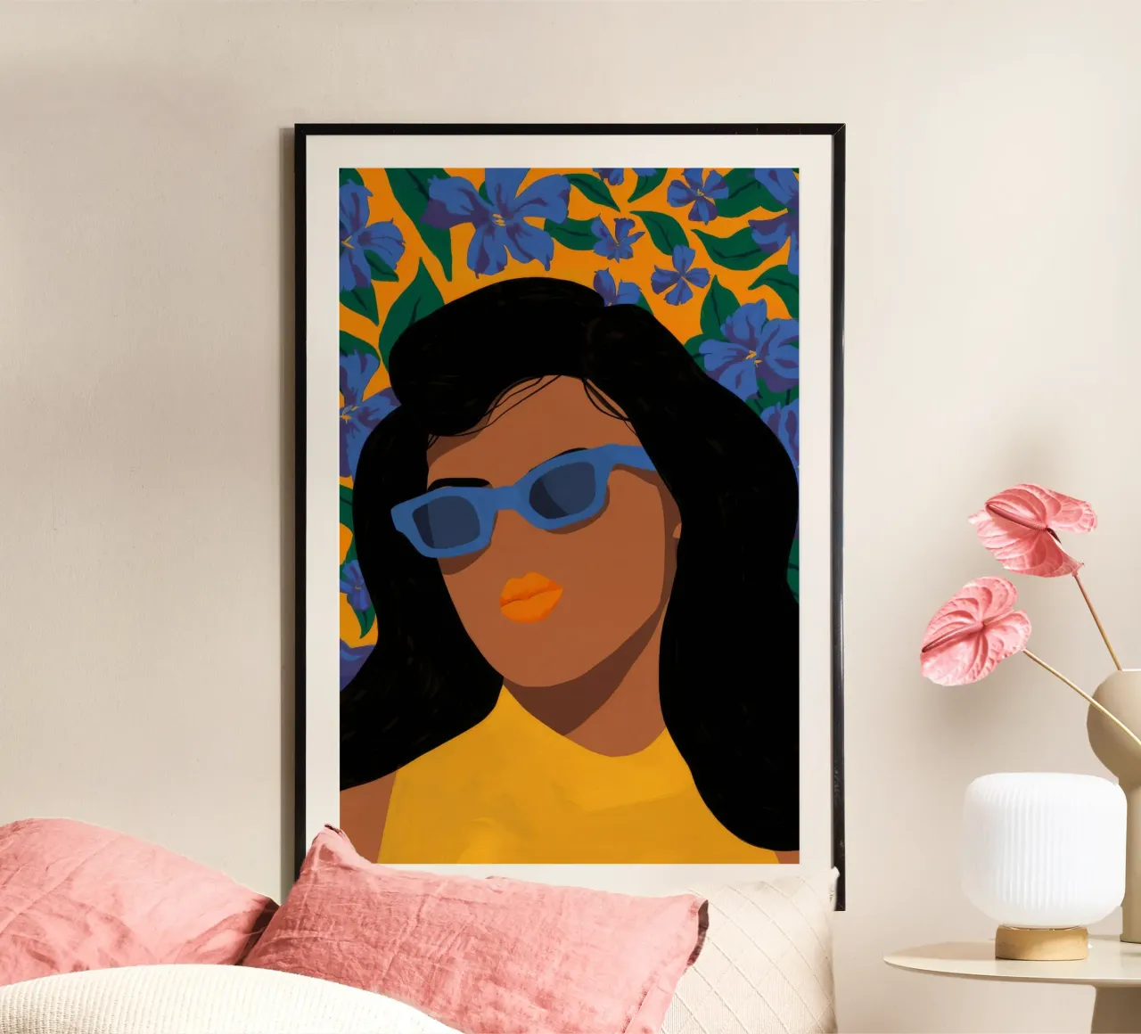 Fioritura di tonalità fredde poster con telaio in alluminio da Arcane Shade