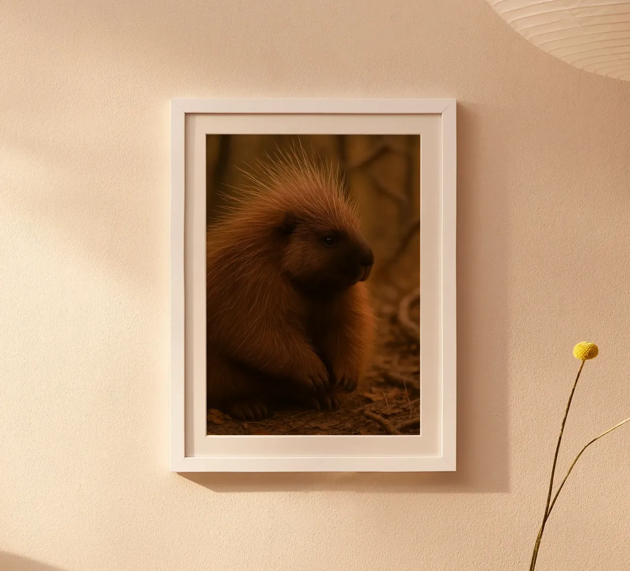 Faccia buffa da riccio poster con telaio in legno da kukupuu