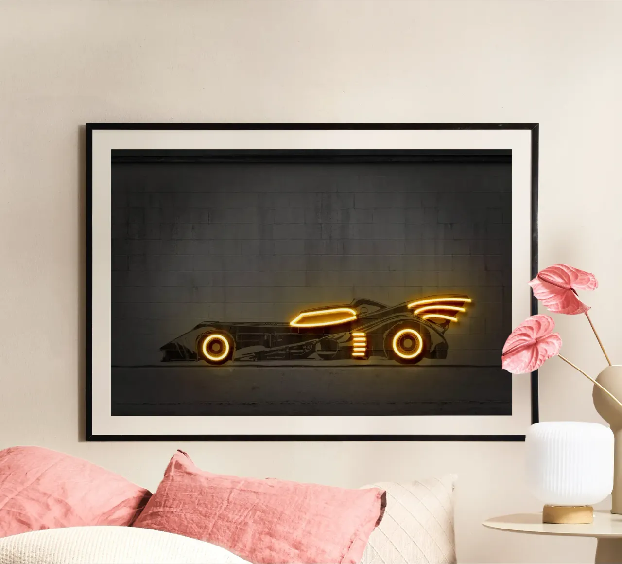 Batmobile 89 poster con telaio in alluminio da Octavian