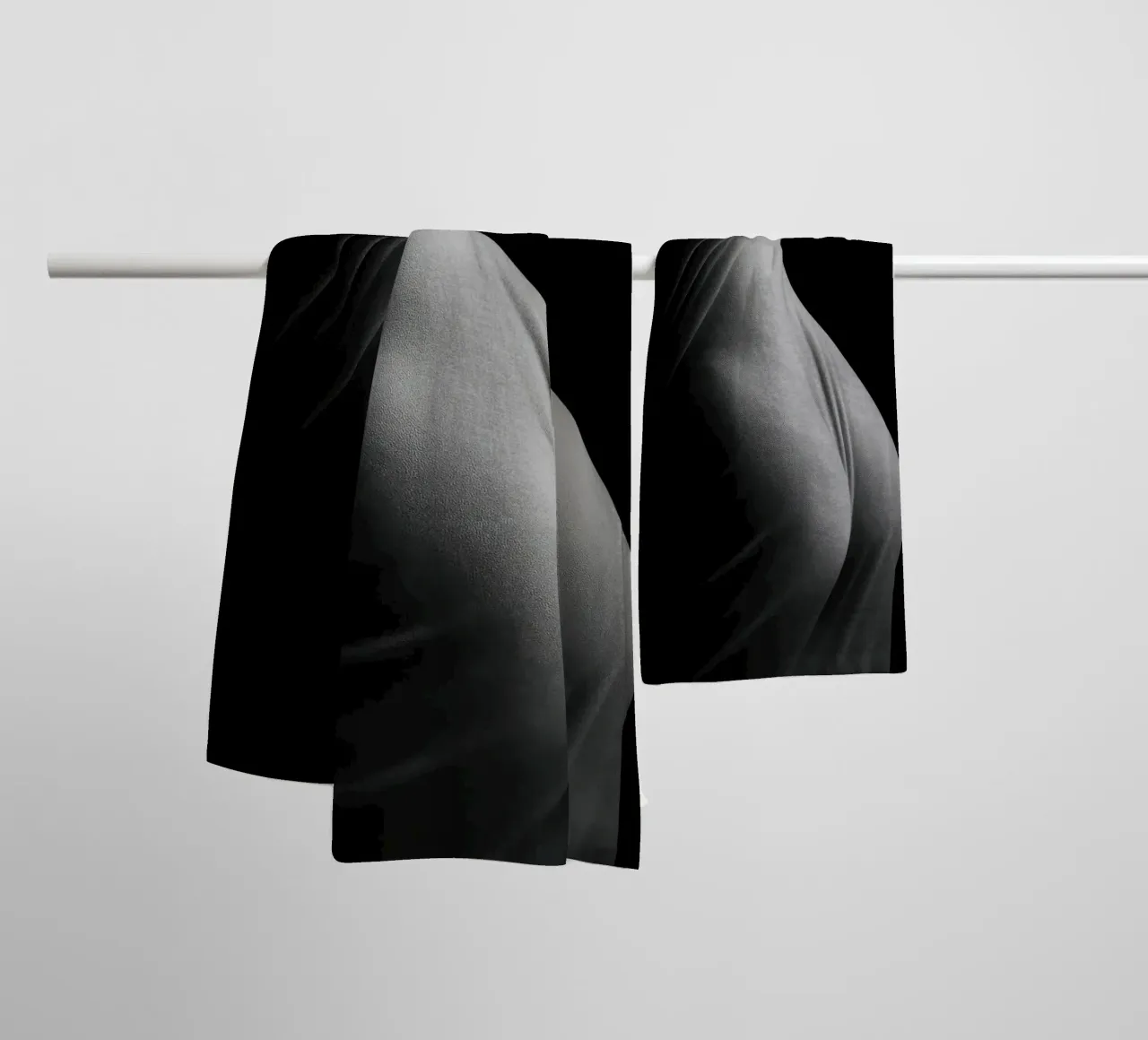Paris sensuel - Draped in light on taut shapes towel by Black & White