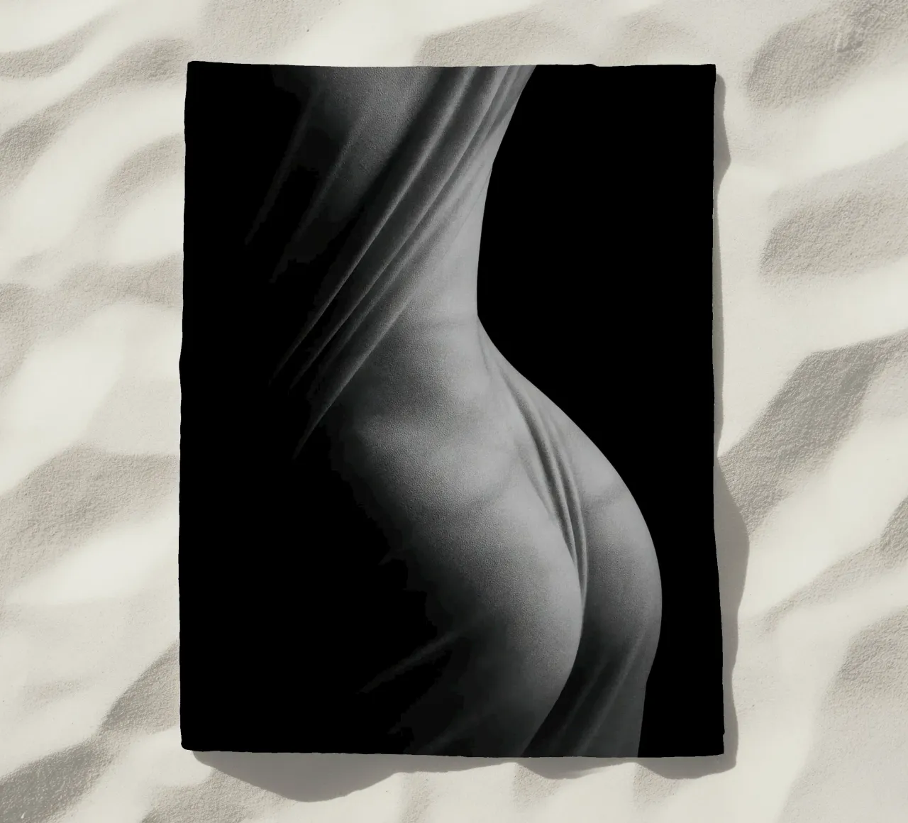 Paris sensuel - Draped in light on taut shapes beach towel by Black & White