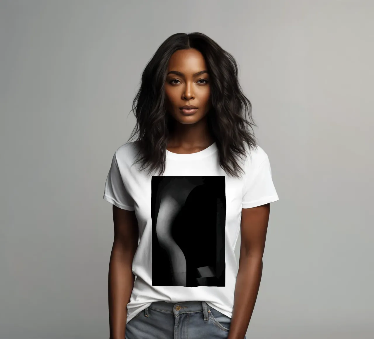 Lumière sculptée à Paris – Abstraction architecturale brute t-shirt ajusté pour femmes de Black & White