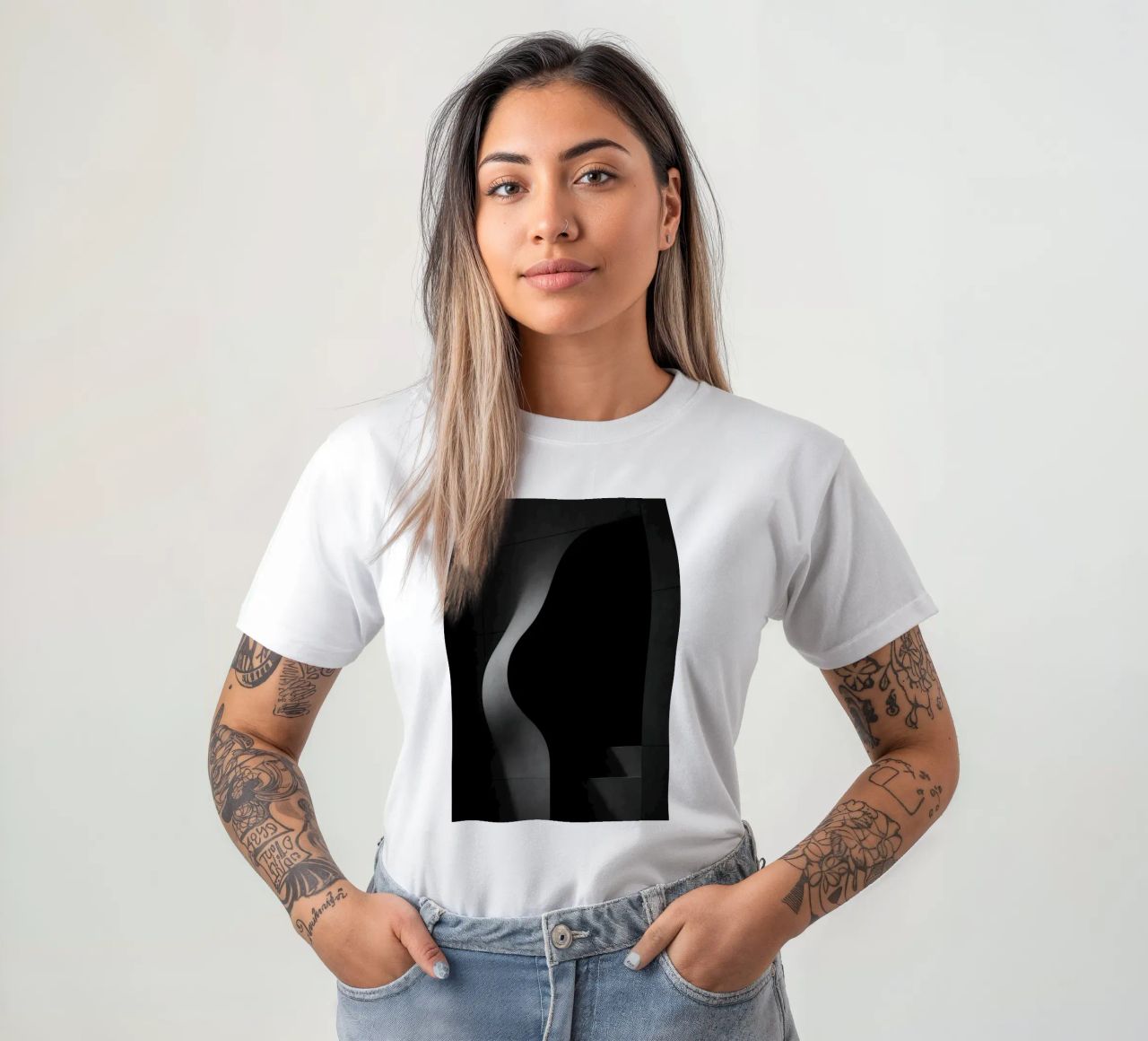 Vleselijke architectuur in Parijs - Schaduwen in spanning t-shirt van Black & White