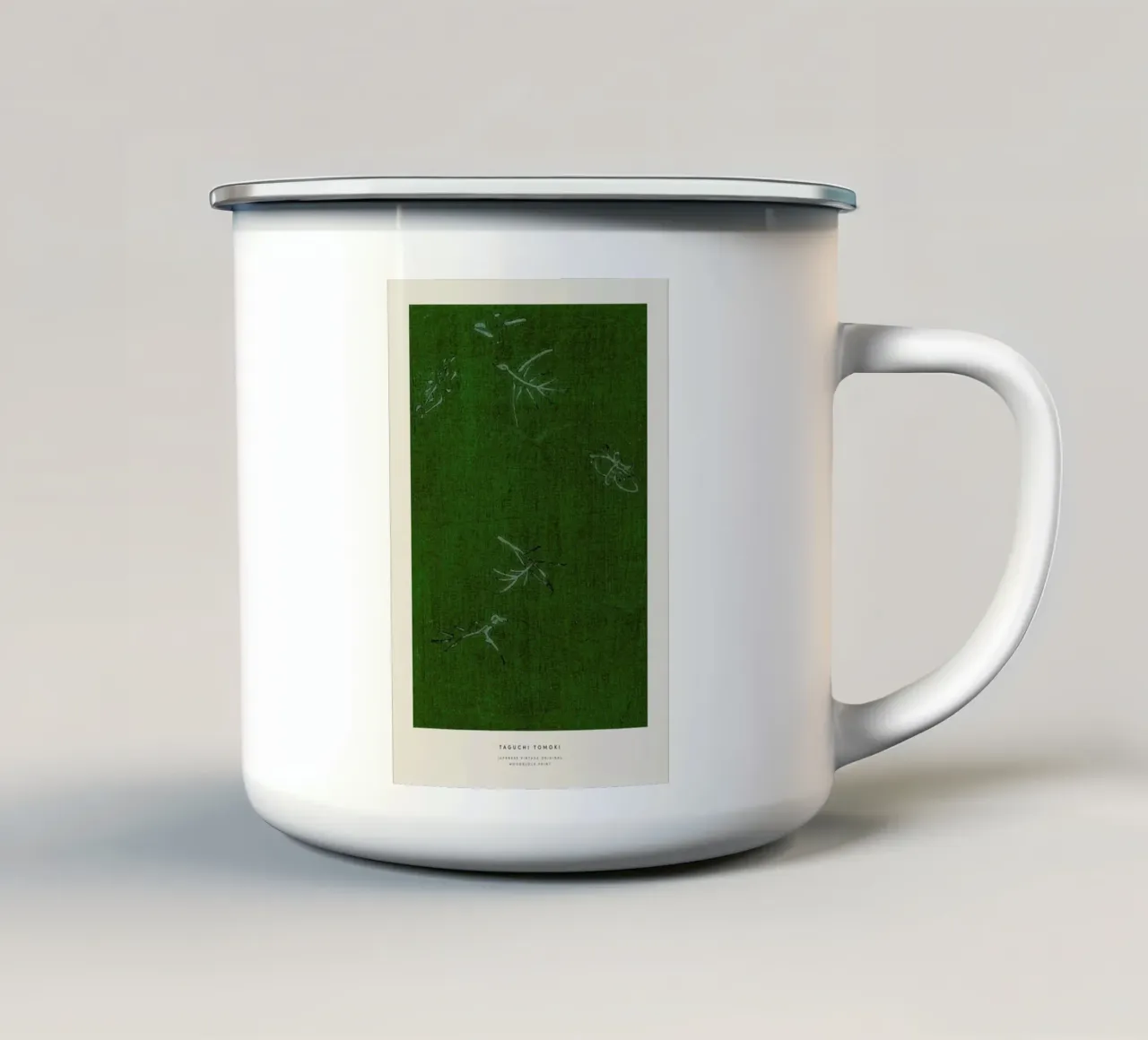 Tomoki - Japanese Woodblock Print taza de esmalte de Vintage by JUNIQE