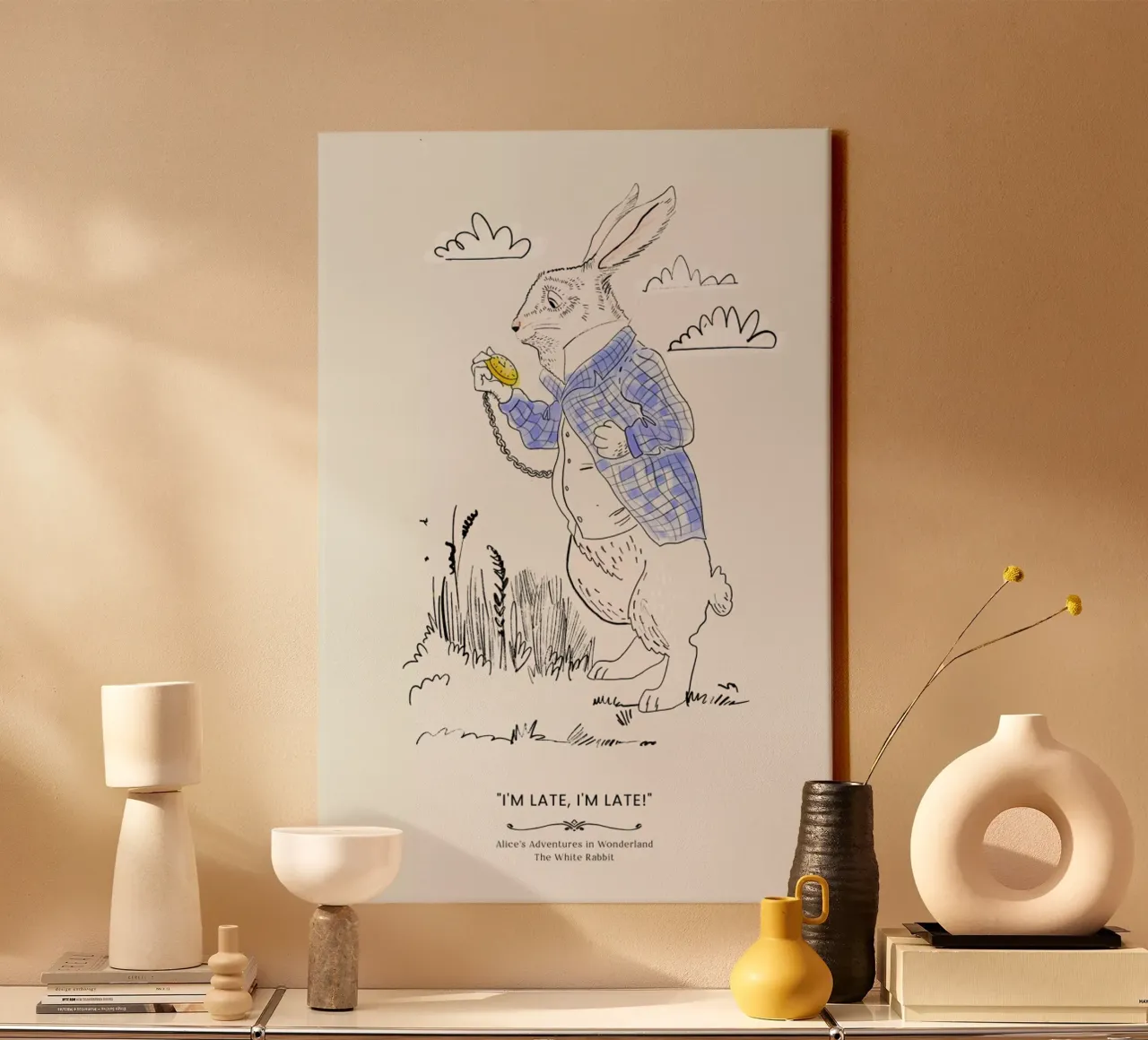 I'm Late canvas with Floater frame by Little Flourishes